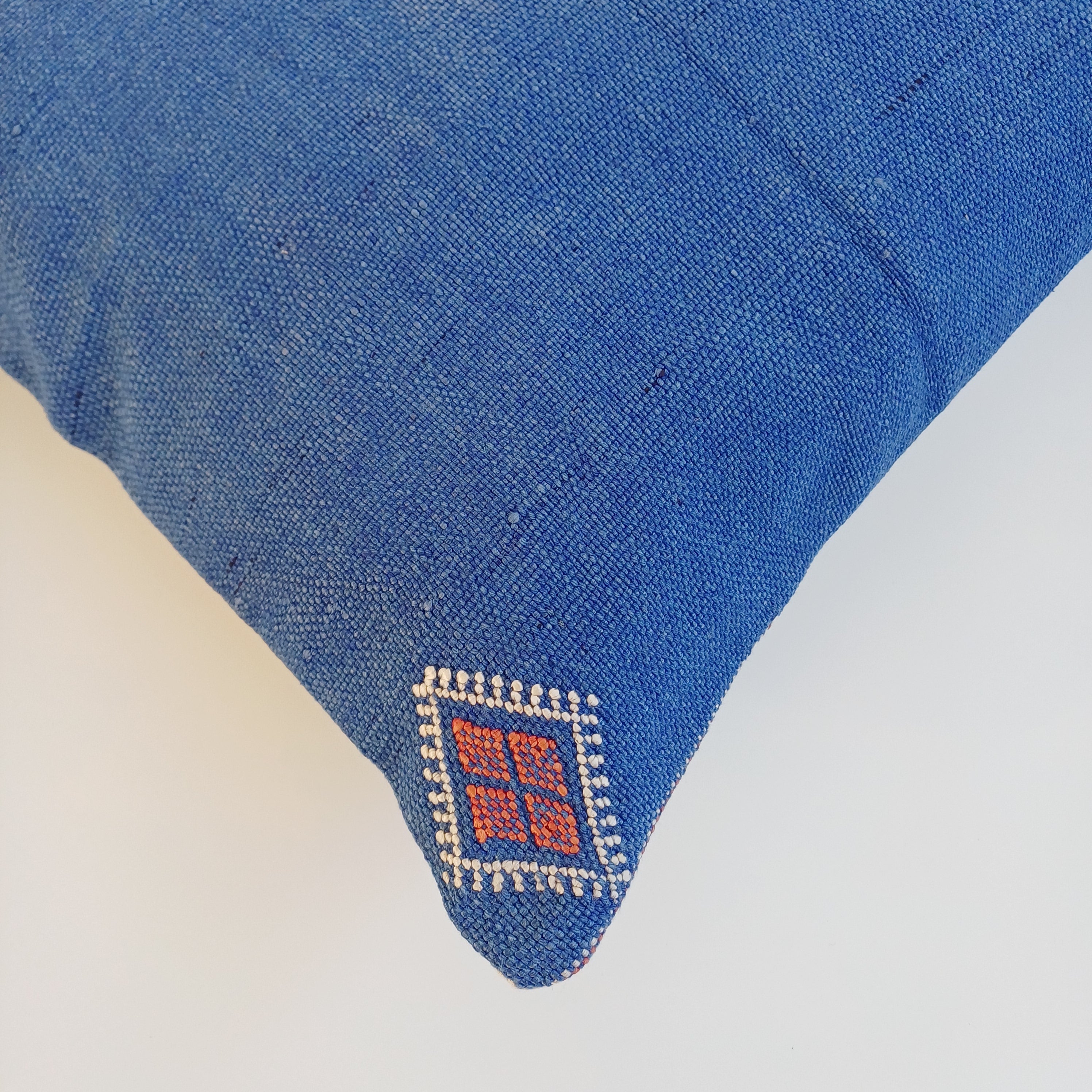 Moroccan Handmade Dark Blue Cactus Silk Cushion Cover 16''x16'' / 40x40 CM