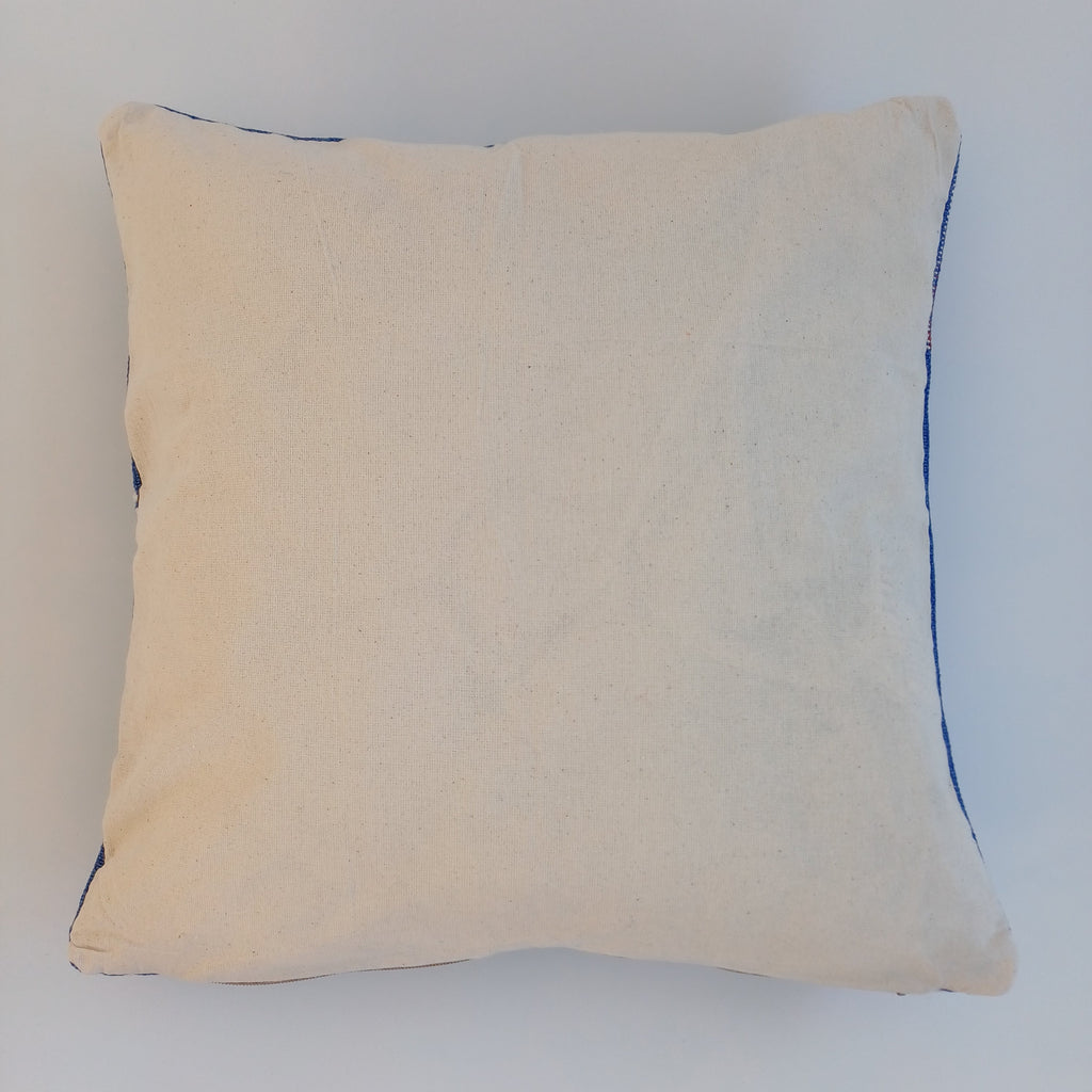 Moroccan Handmade Dark Blue Cactus Silk Cushion Cover 16''x16'' / 40x40 CM