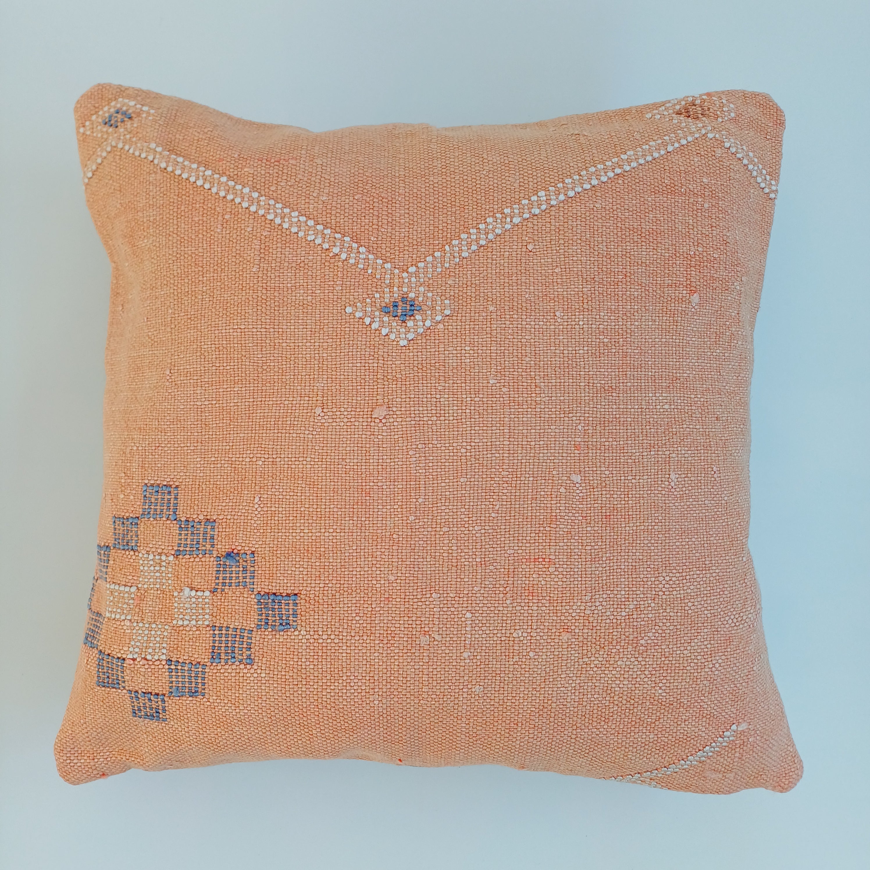 Moroccan Handmade Orange Cactus Silk Cushion Cover 16''x16'' / 40x40 CM