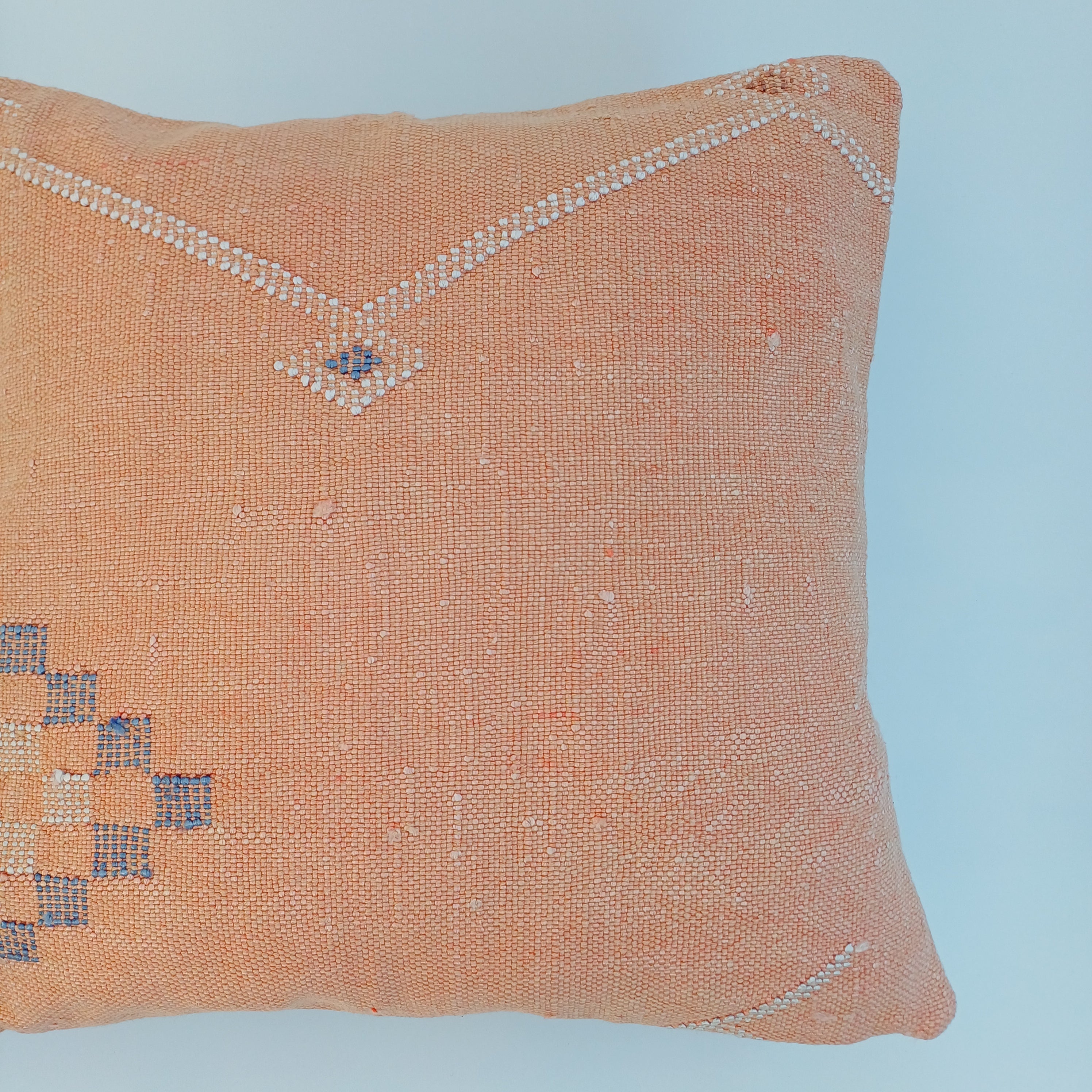 Moroccan Handmade Orange Cactus Silk Cushion Cover 16''x16'' / 40x40 CM