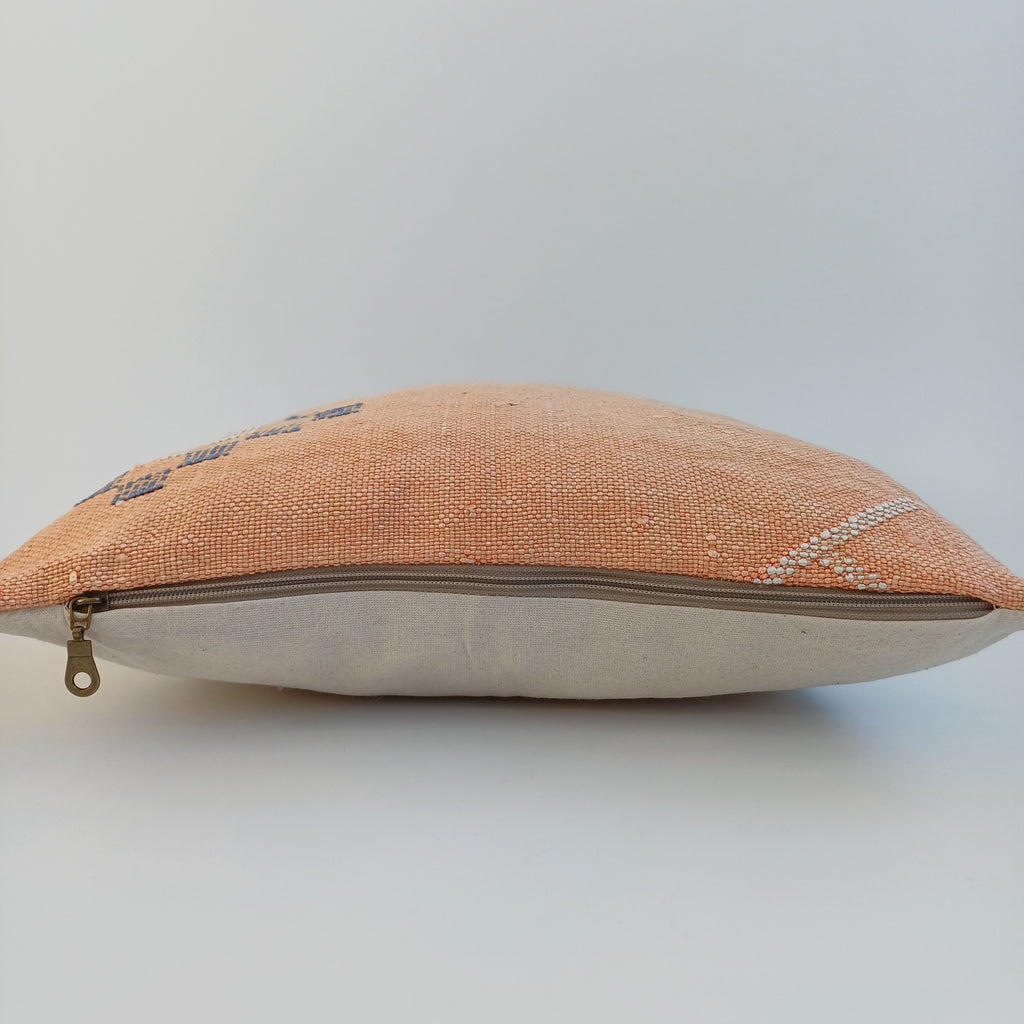 Moroccan Handmade Orange Cactus Silk Cushion Cover 16''x16'' / 40x40 CM