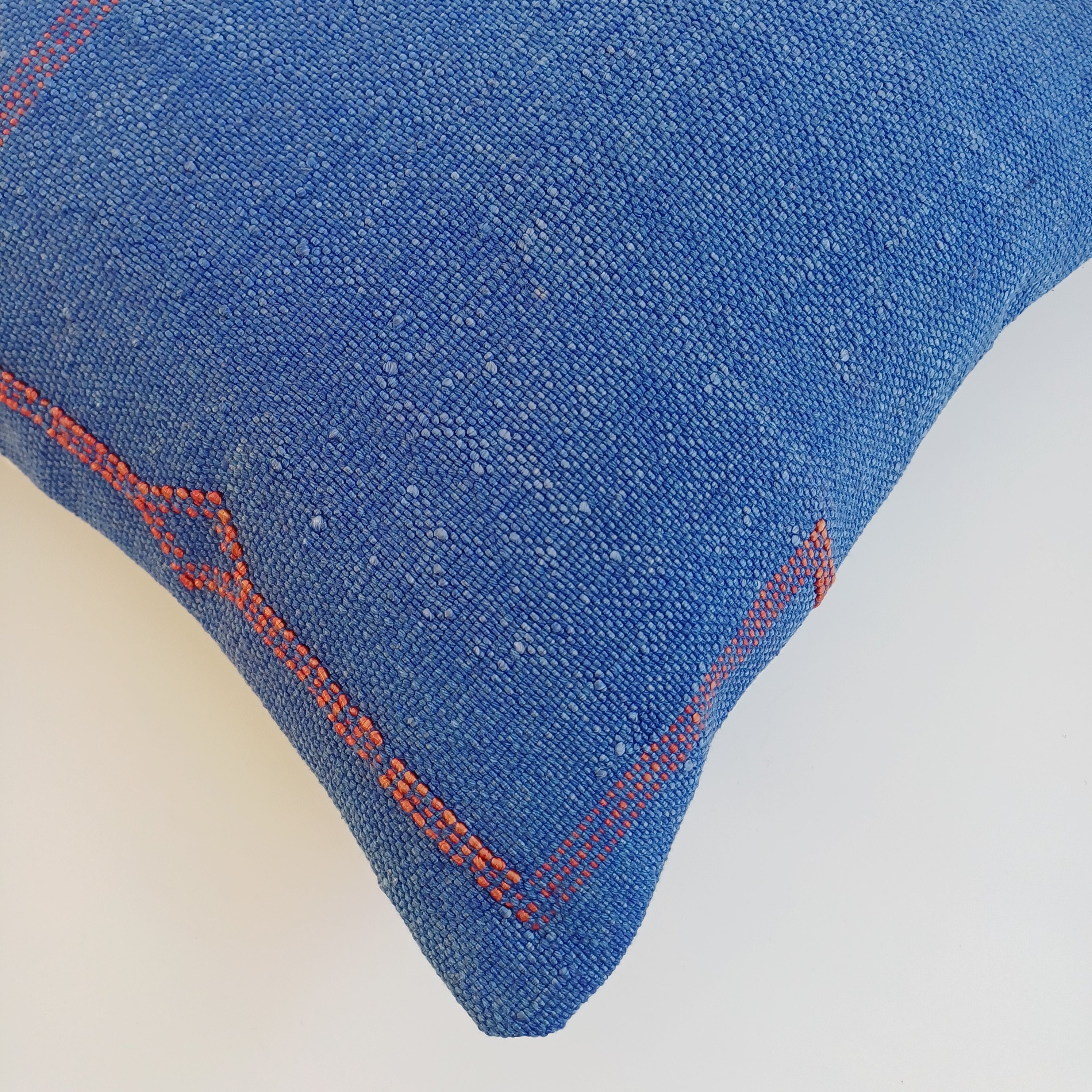 Moroccan Handmade Dark Blue Cactus Silk Cushion Cover 16''x16'' / 40x40 CM