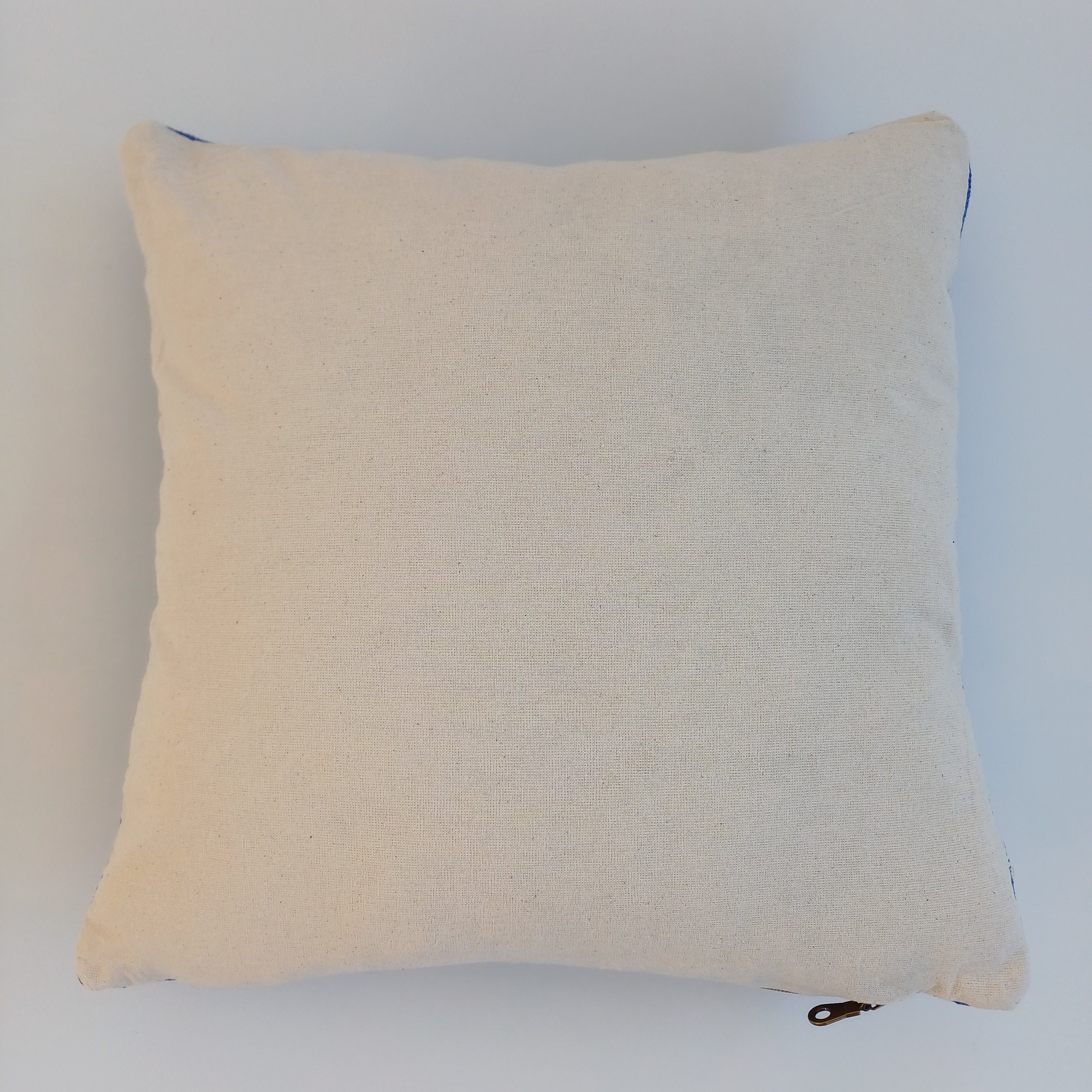 Moroccan Handmade Dark Blue Cactus Silk Cushion Cover 16''x16'' / 40x40 CM