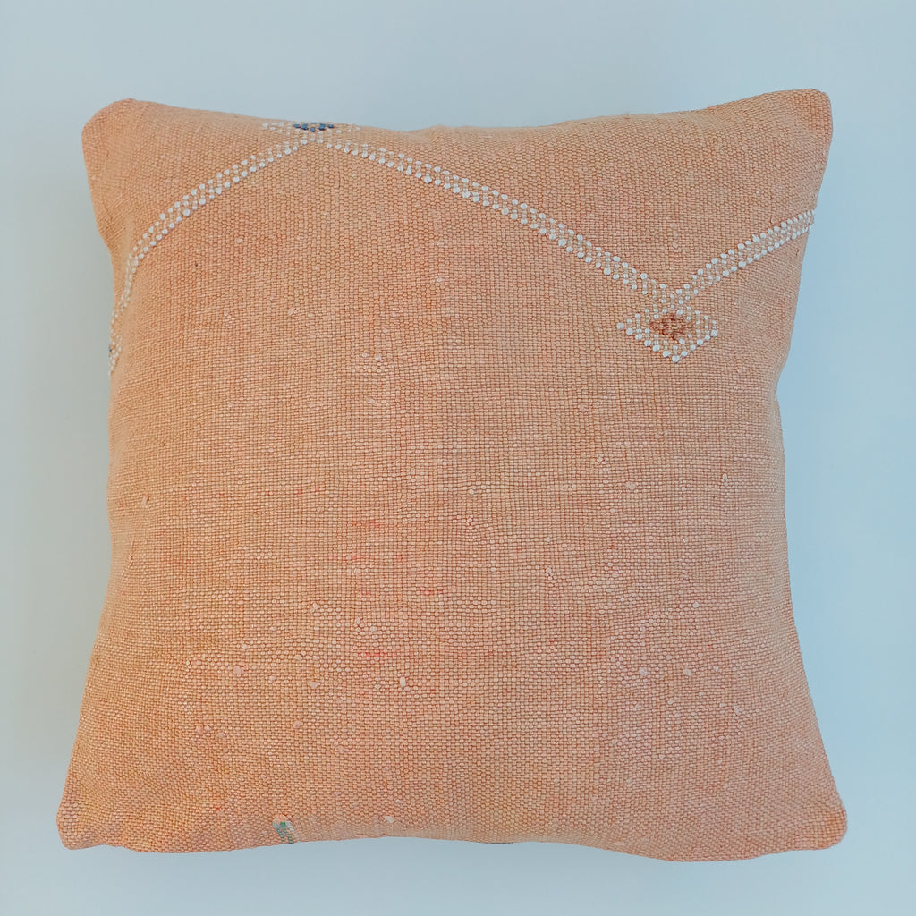 Moroccan Handmade Orange Cactus Silk Cushion Cover 16''x16'' / 40x40 CM