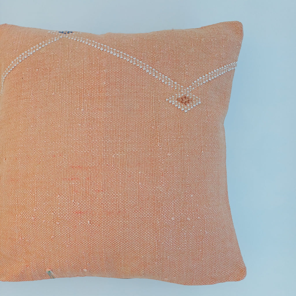 Moroccan Handmade Orange Cactus Silk Cushion Cover 16''x16'' / 40x40 CM