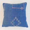 Moroccan Handmade Dark Blue Cactus Silk Cushion Cover 16''x16'' / 40x40 CM