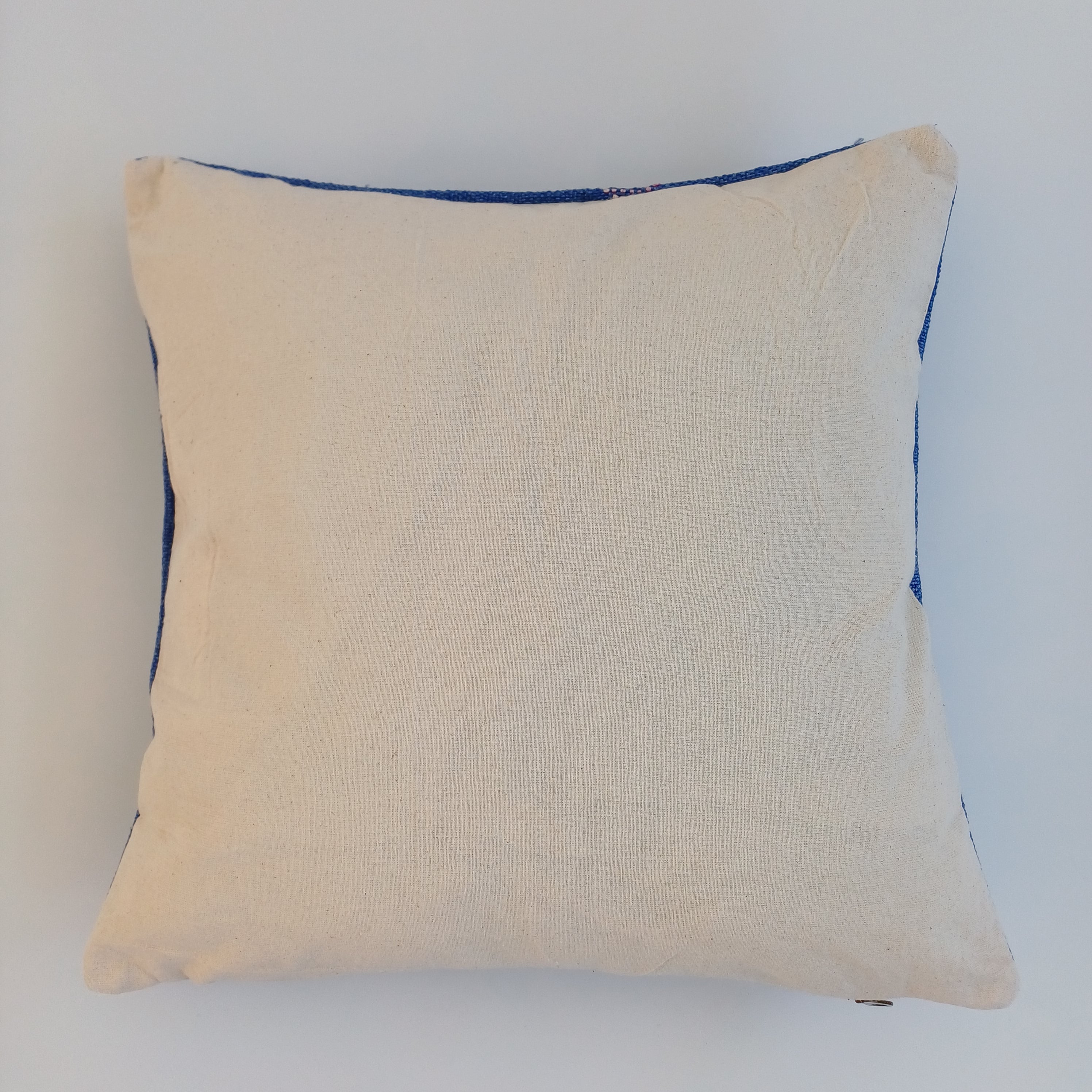 Moroccan Handmade Dark Blue Cactus Silk Cushion Cover 16''x16'' / 40x40 CM