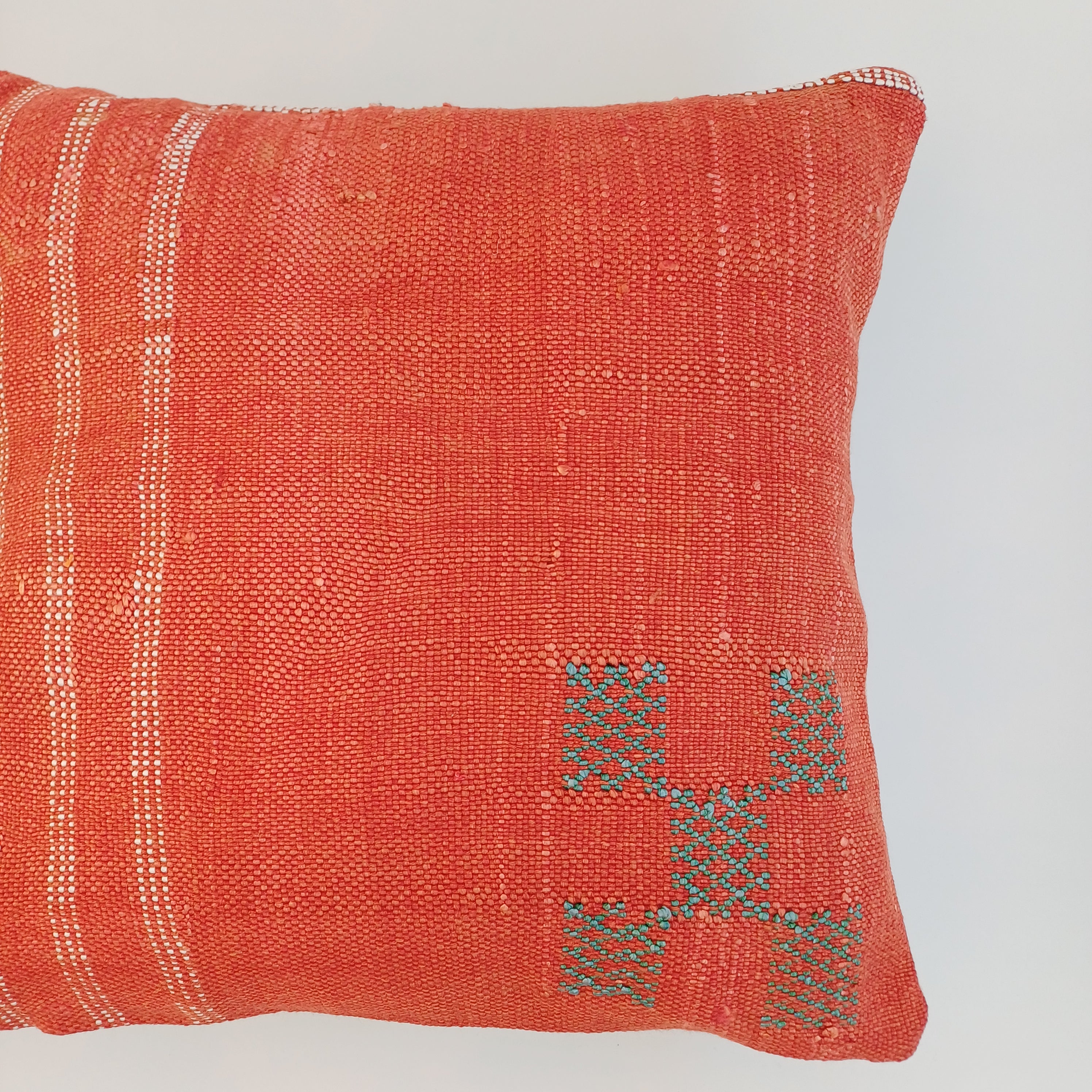 Moroccan Handmade Red Cactus Silk Cushion Cover 16''x16'' / 40x40 CM
