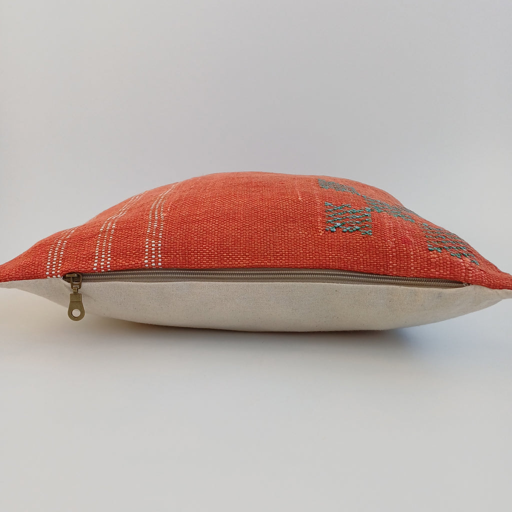 Moroccan Handmade Red Cactus Silk Cushion Cover 16''x16'' / 40x40 CM