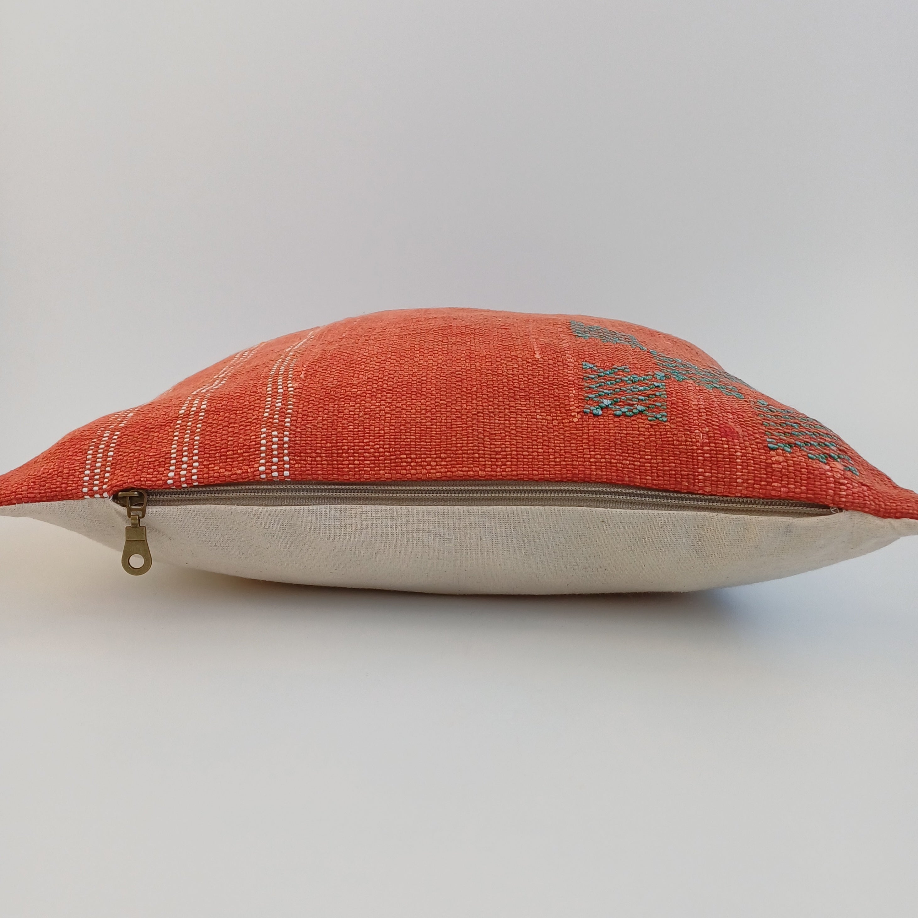 Moroccan Handmade Red Cactus Silk Cushion Cover 16''x16'' / 40x40 CM