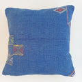 Moroccan Handmade Dark Blue Cactus Silk Cushion Cover 16''x16'' / 40x40 CM