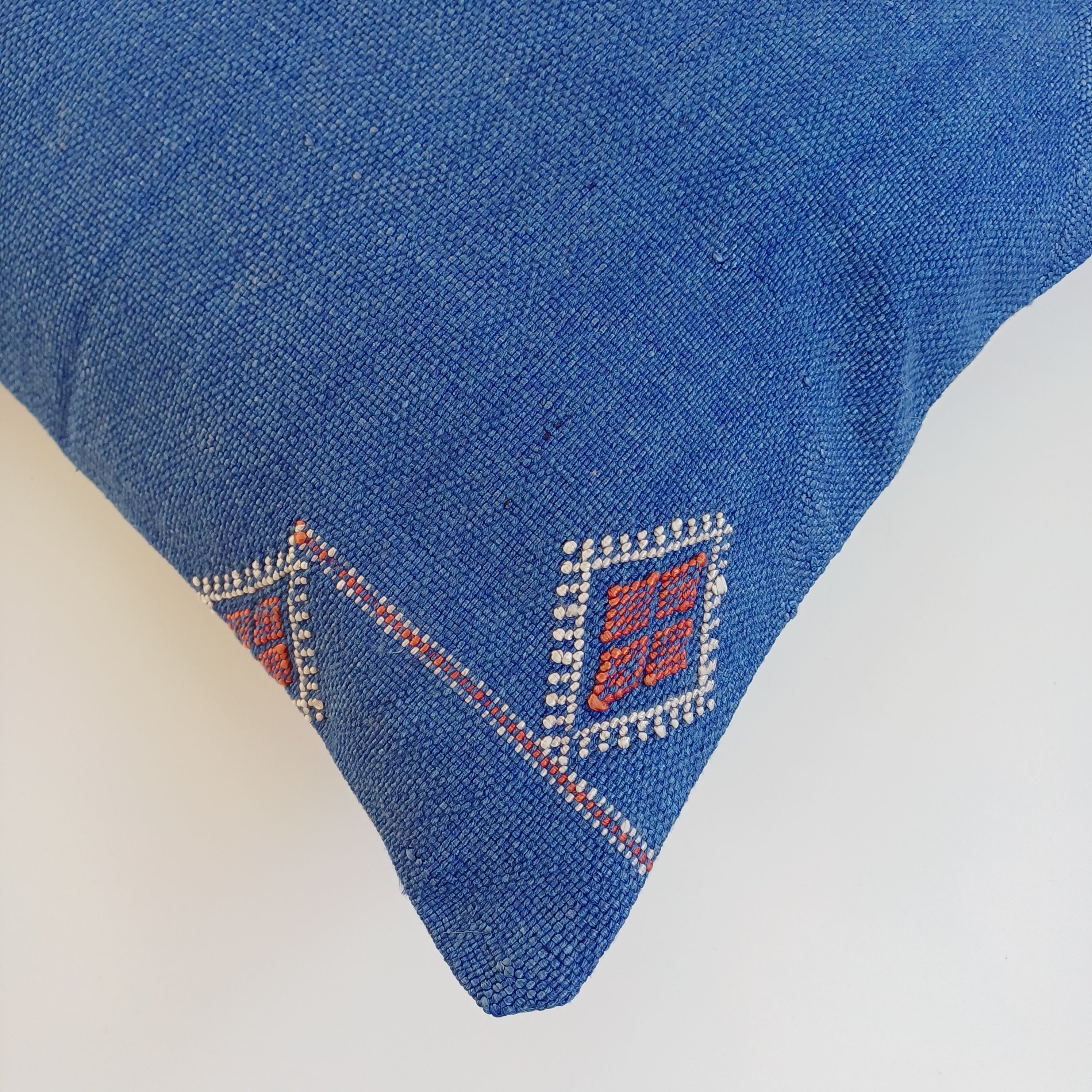 Moroccan Handmade Dark Blue Cactus Silk Cushion Cover 16''x16'' / 40x40 CM