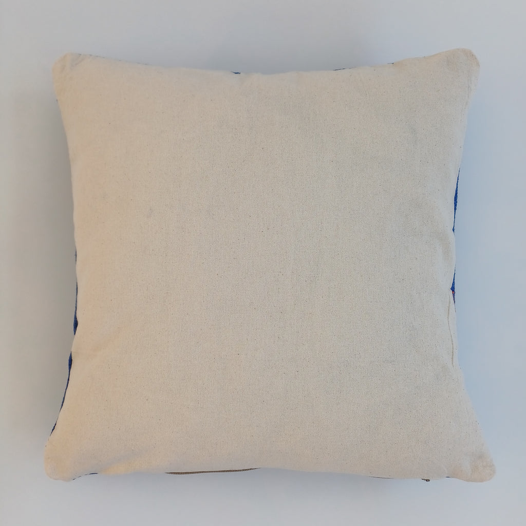 Moroccan Handmade Dark Blue Cactus Silk Cushion Cover 16''x16'' / 40x40 CM