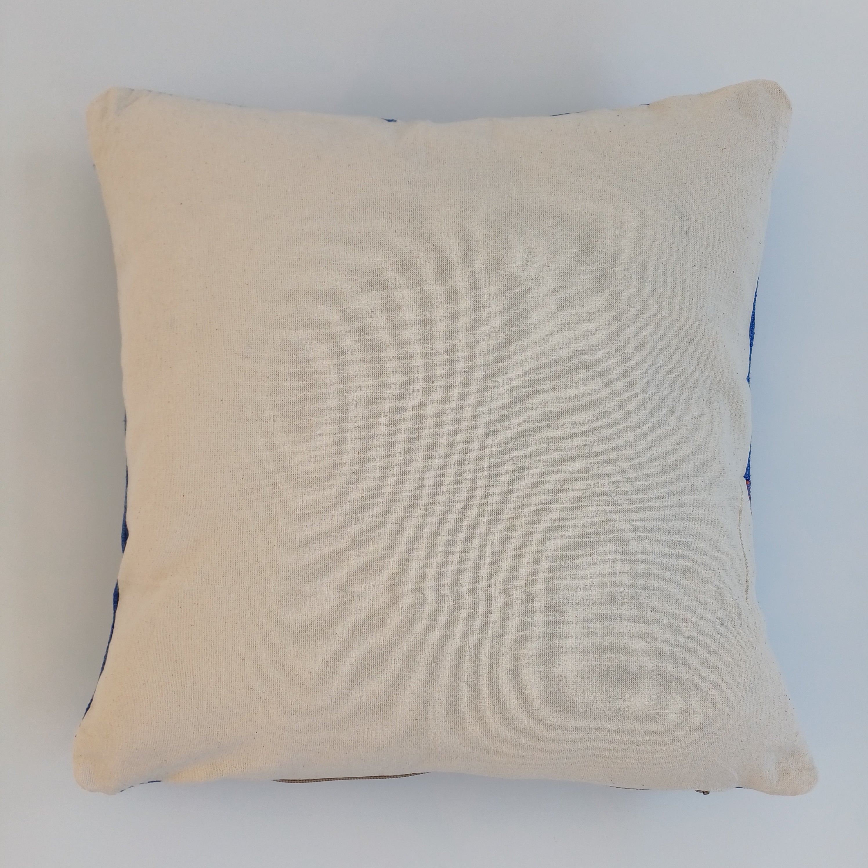 Moroccan Handmade Dark Blue Cactus Silk Cushion Cover 16''x16'' / 40x40 CM