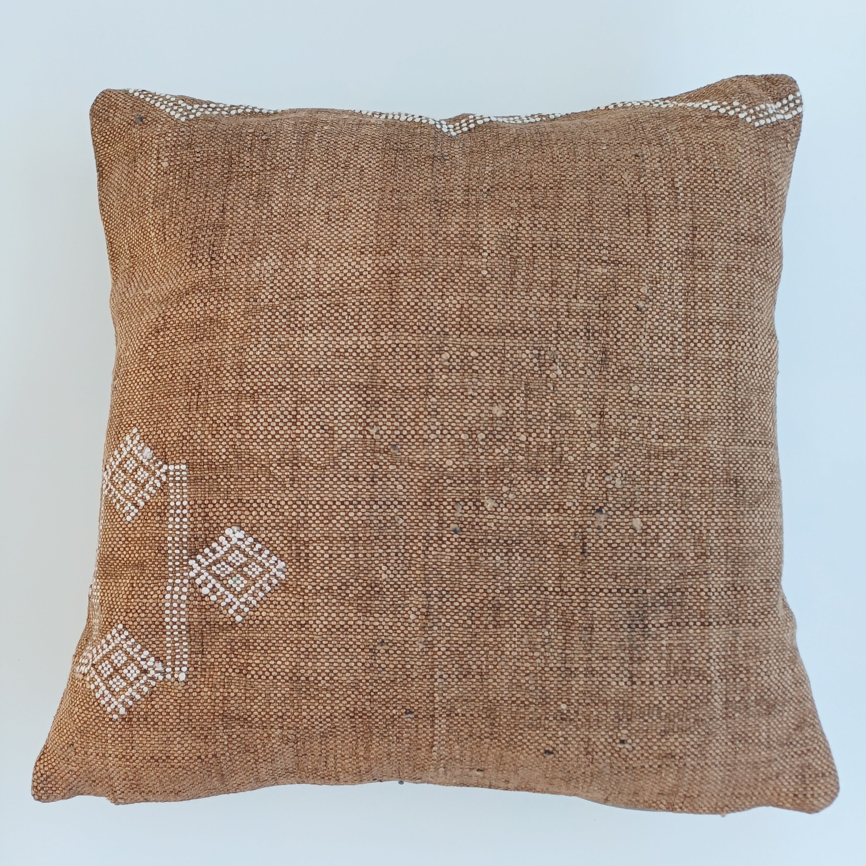 Moroccan Handmade Brown Cactus Silk Cushion Cover 16''x16'' / 40x40 CM