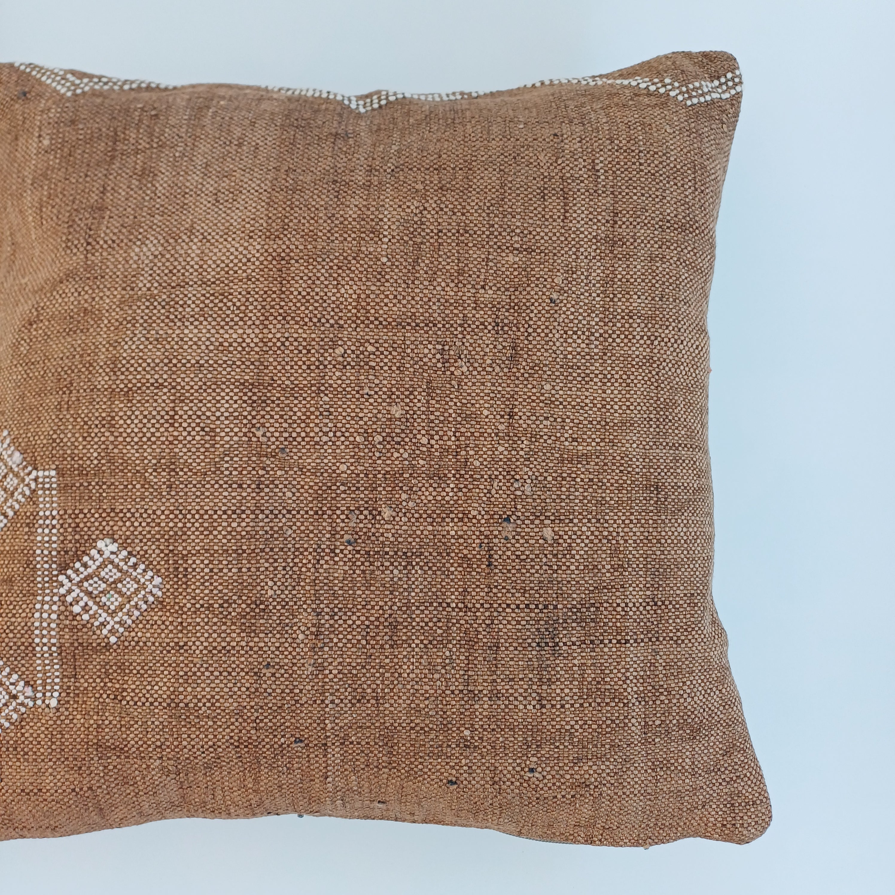Moroccan Handmade Brown Cactus Silk Cushion Cover 16''x16'' / 40x40 CM