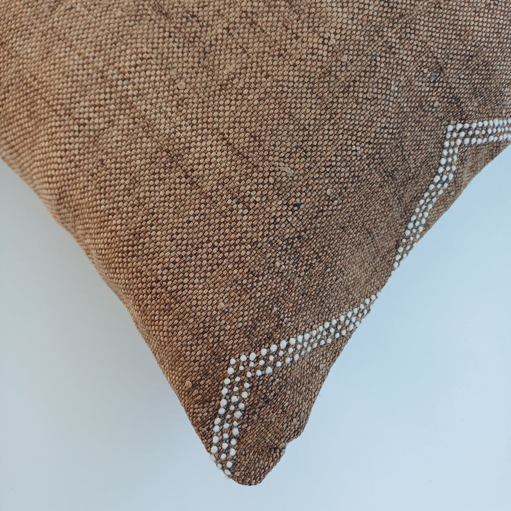 Moroccan Handmade Brown Cactus Silk Cushion Cover 16''x16'' / 40x40 CM