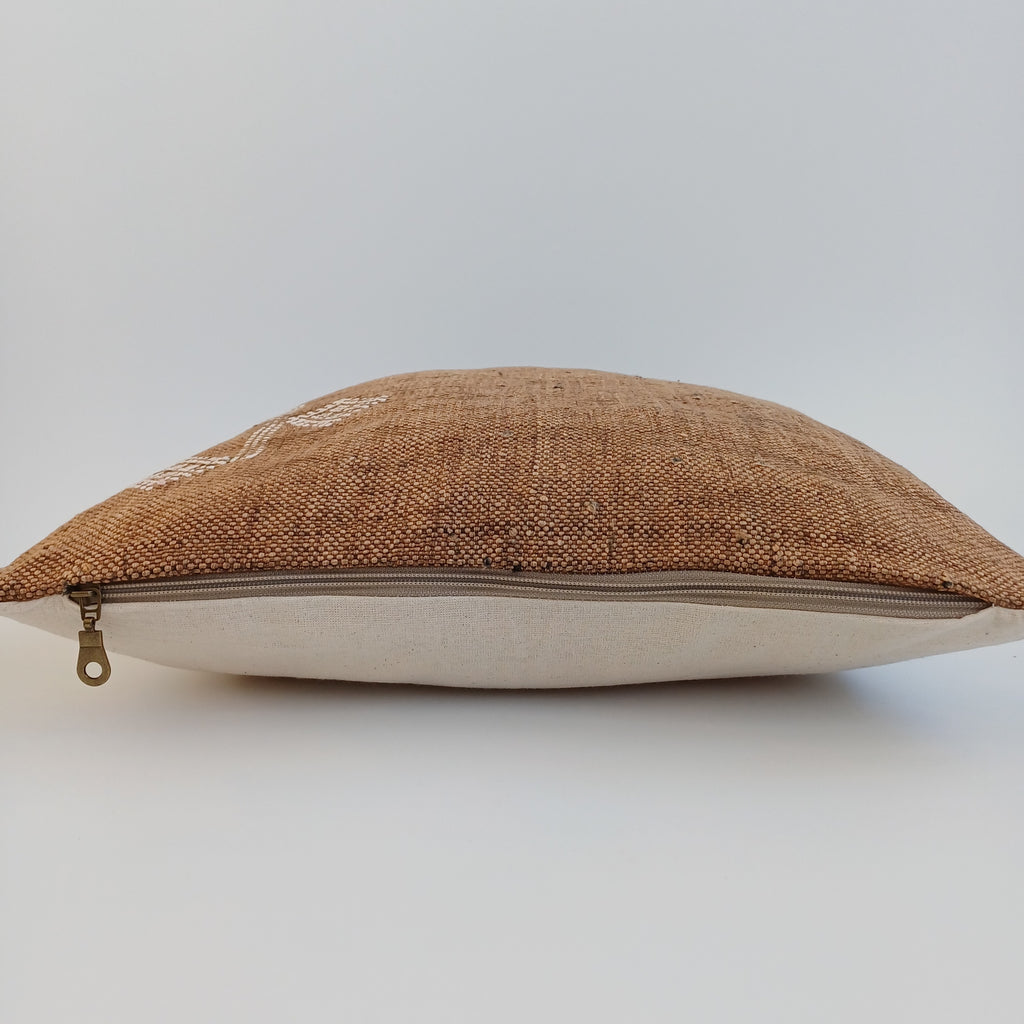 Moroccan Handmade Brown Cactus Silk Cushion Cover 16''x16'' / 40x40 CM
