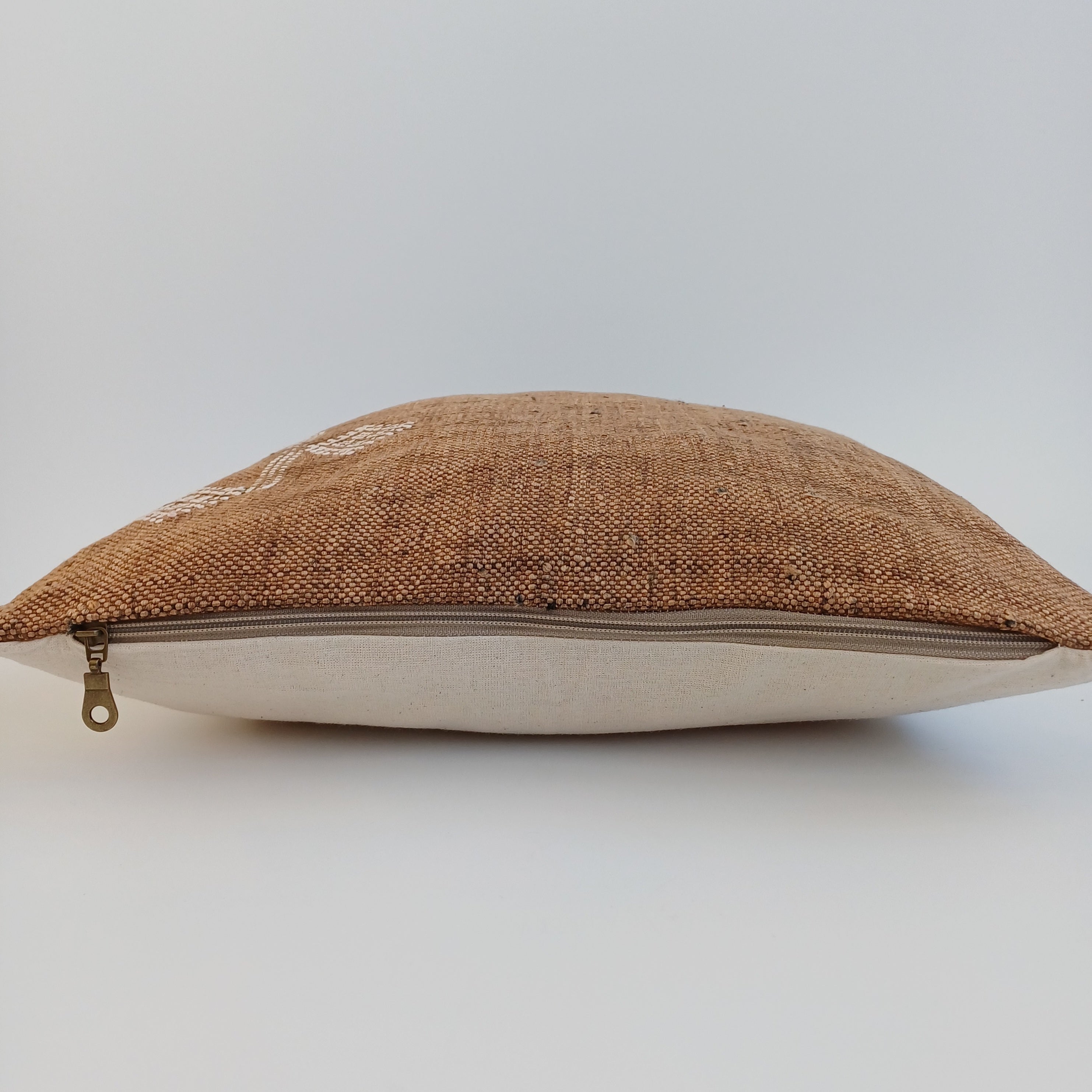 Moroccan Handmade Brown Cactus Silk Cushion Cover 16''x16'' / 40x40 CM