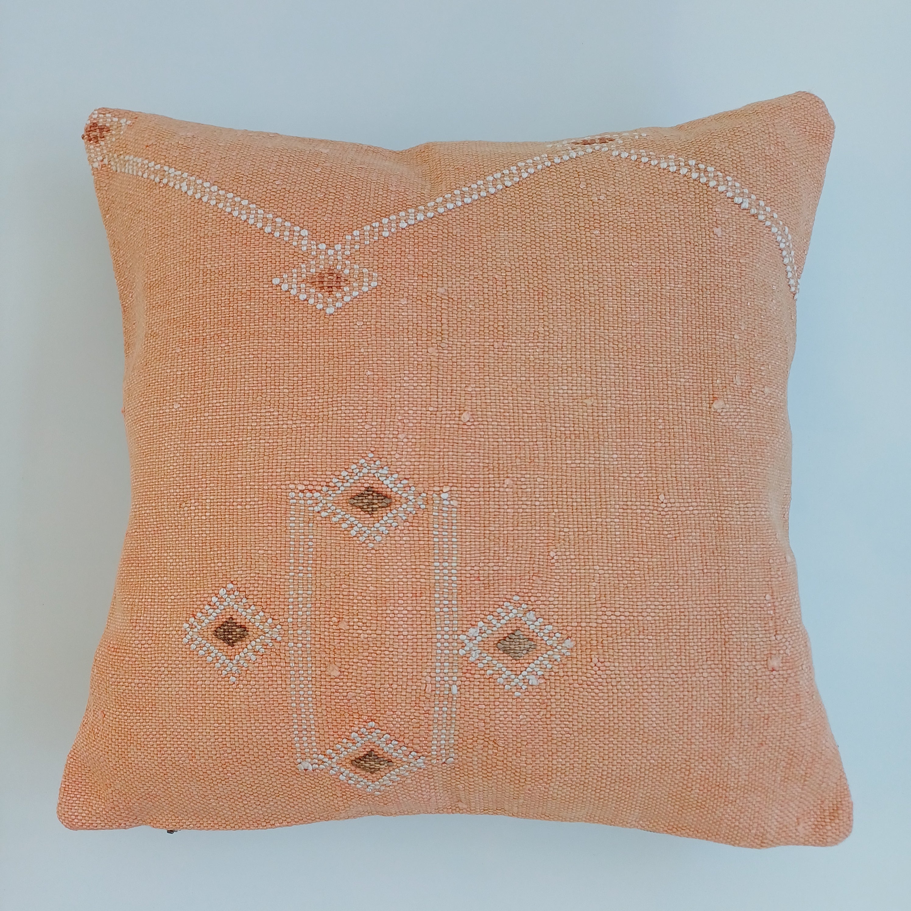 Moroccan Handmade Orange Cactus Silk Cushion Cover 16''x16'' / 40x40 CM