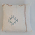 Moroccan Handmade White Cactus Silk Cushion Cover 16''x16'' / 40x40 CM