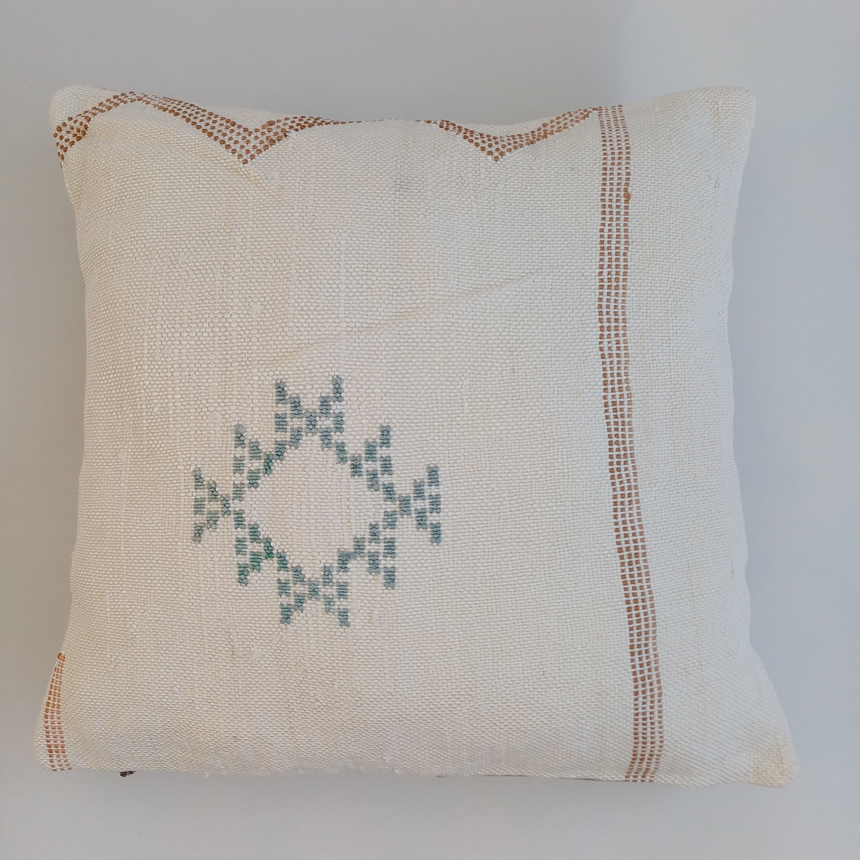 Moroccan Handmade White Cactus Silk Cushion Cover 16''x16'' / 40x40 CM