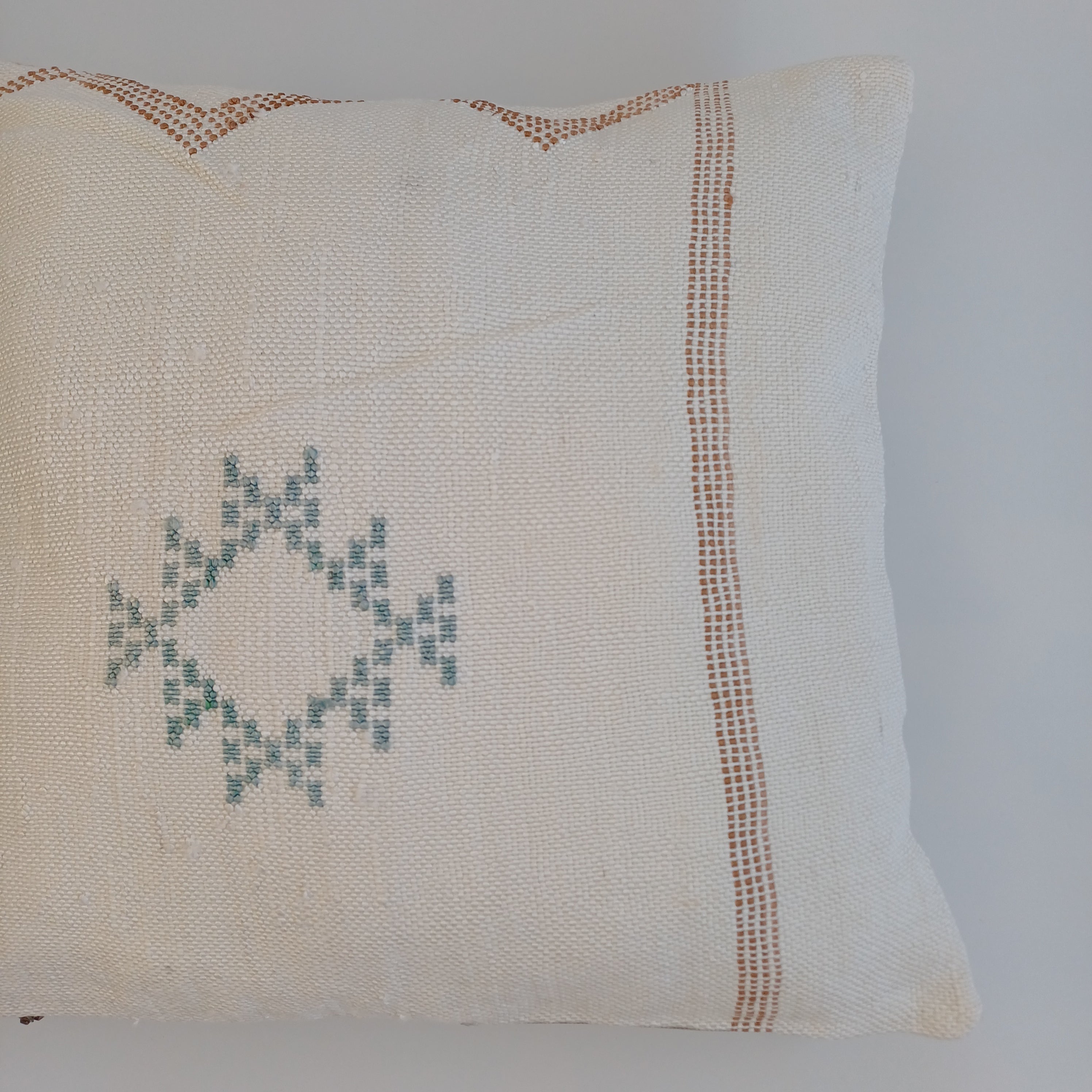 Moroccan Handmade White Cactus Silk Cushion Cover 16''x16'' / 40x40 CM