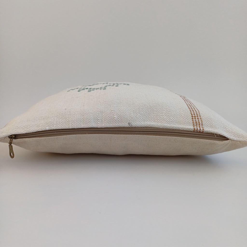 Moroccan Handmade White Cactus Silk Cushion Cover 16''x16'' / 40x40 CM
