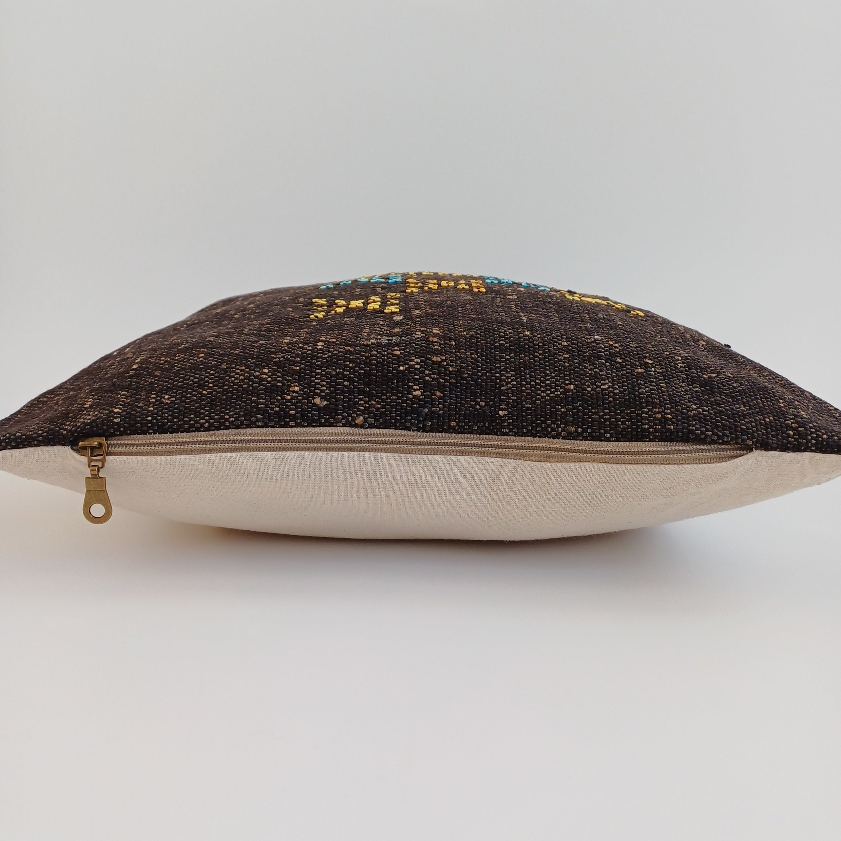 Moroccan Handmade Brown Cactus Silk Cushion Cover 16''x16'' / 40x40 CM