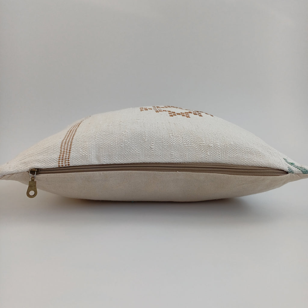 Moroccan Handmade White Cactus Silk Cushion Cover 16''x16'' / 40x40 CM
