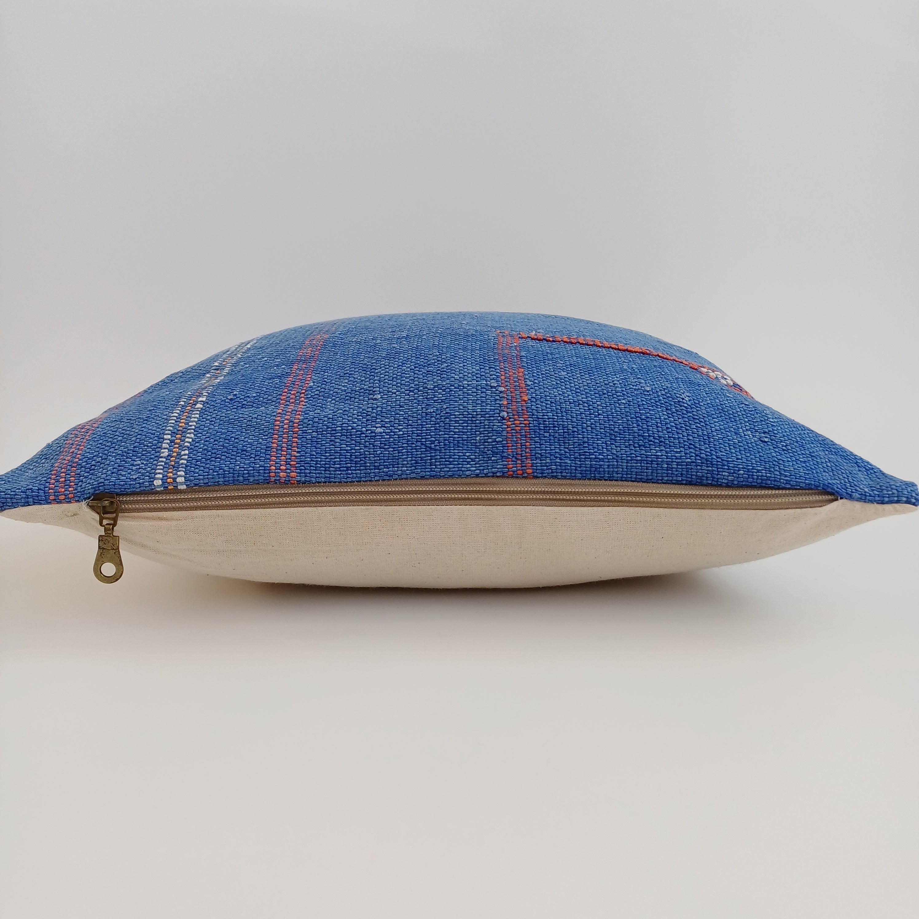 Moroccan Handmade Dark Blue Cactus Silk Cushion Cover 16''x16'' / 40x40 CM