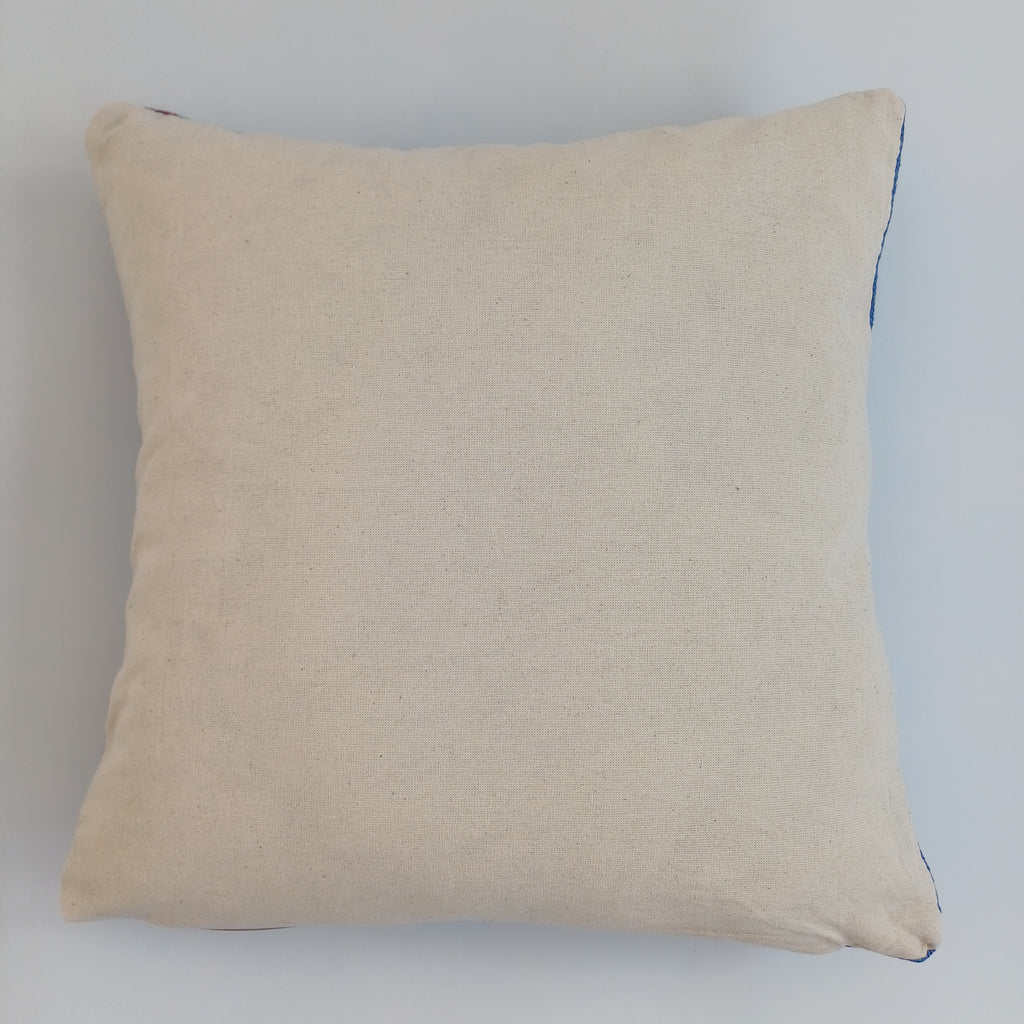 Moroccan Handmade Dark Blue Cactus Silk Cushion Cover 16''x16'' / 40x40 CM