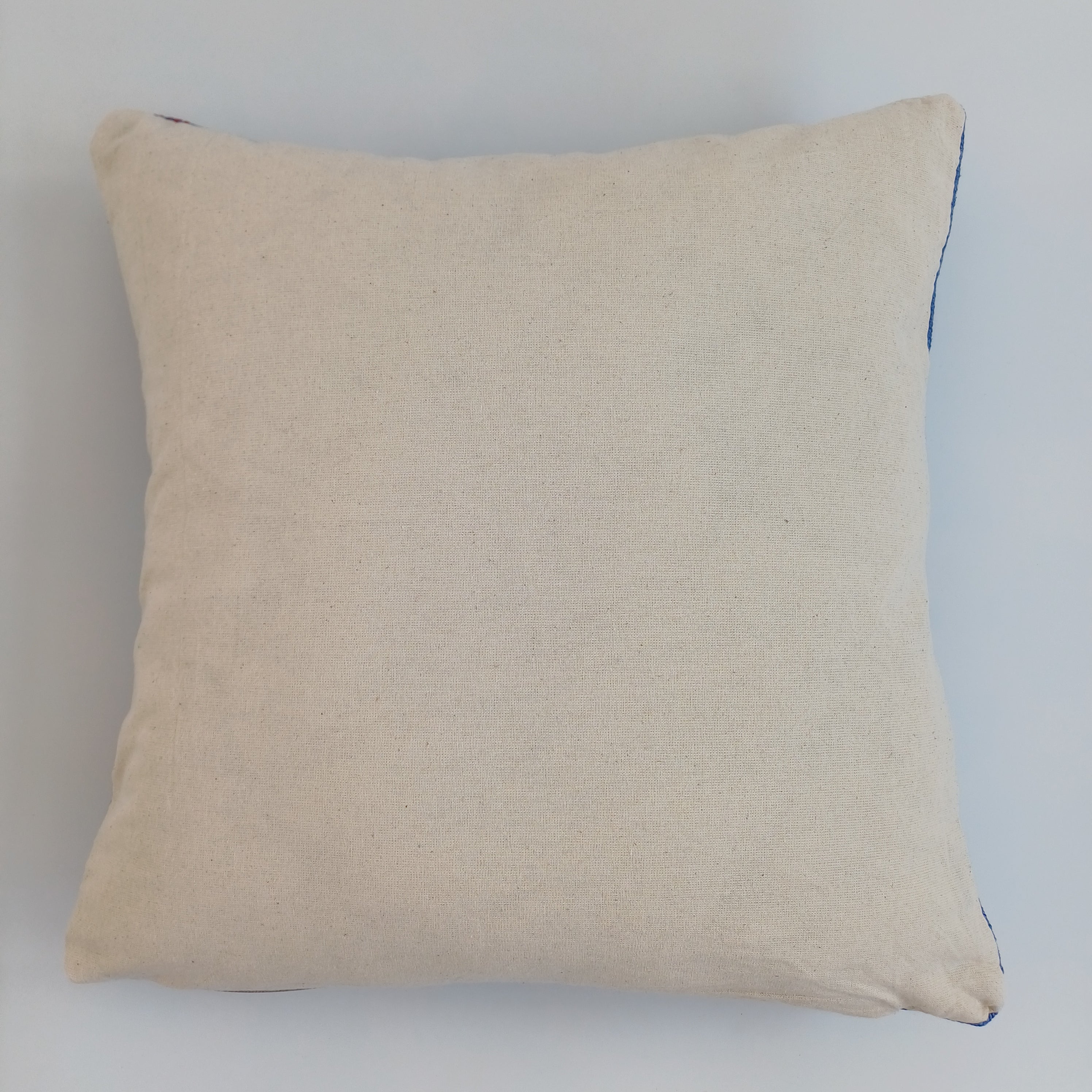 Moroccan Handmade Dark Blue Cactus Silk Cushion Cover 16''x16'' / 40x40 CM