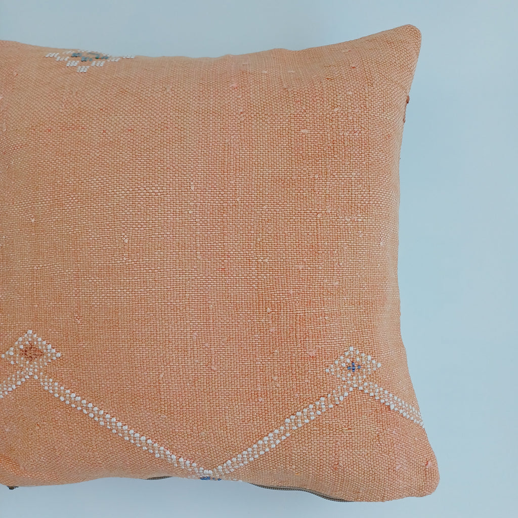 Moroccan Handmade Orange Cactus Silk Cushion Cover 16''x16'' / 40x40 CM