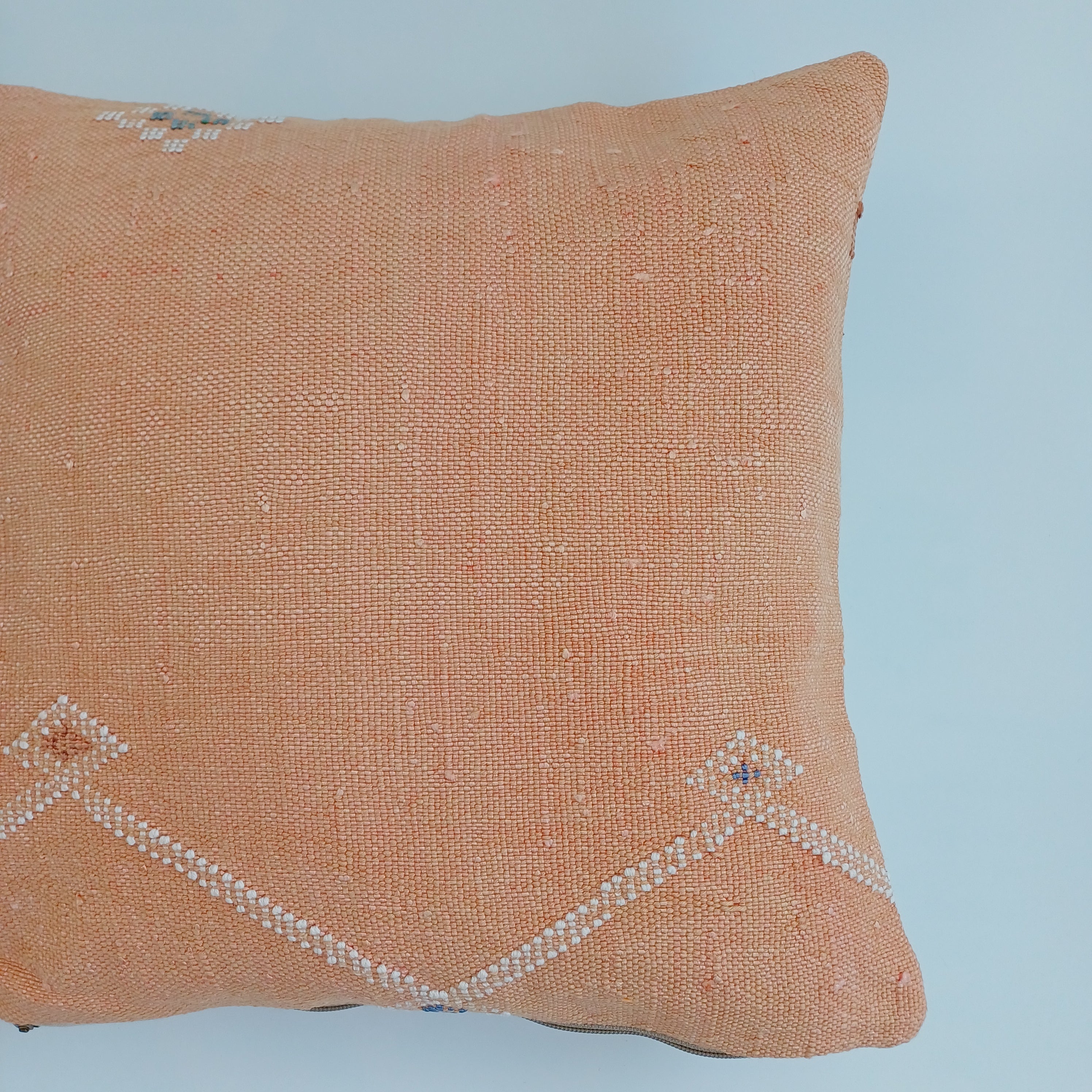Moroccan Handmade Orange Cactus Silk Cushion Cover 16''x16'' / 40x40 CM