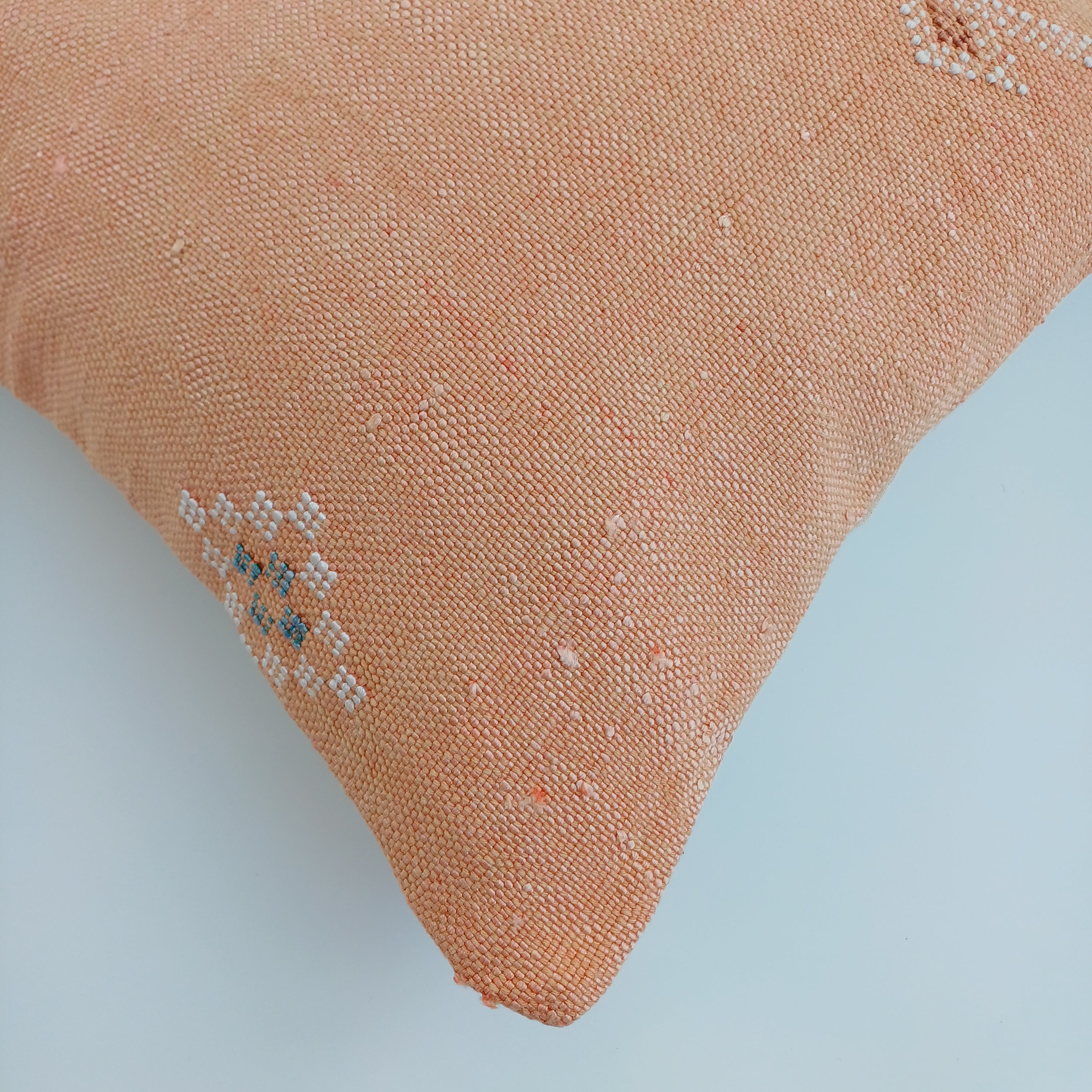 Moroccan Handmade Orange Cactus Silk Cushion Cover 16''x16'' / 40x40 CM