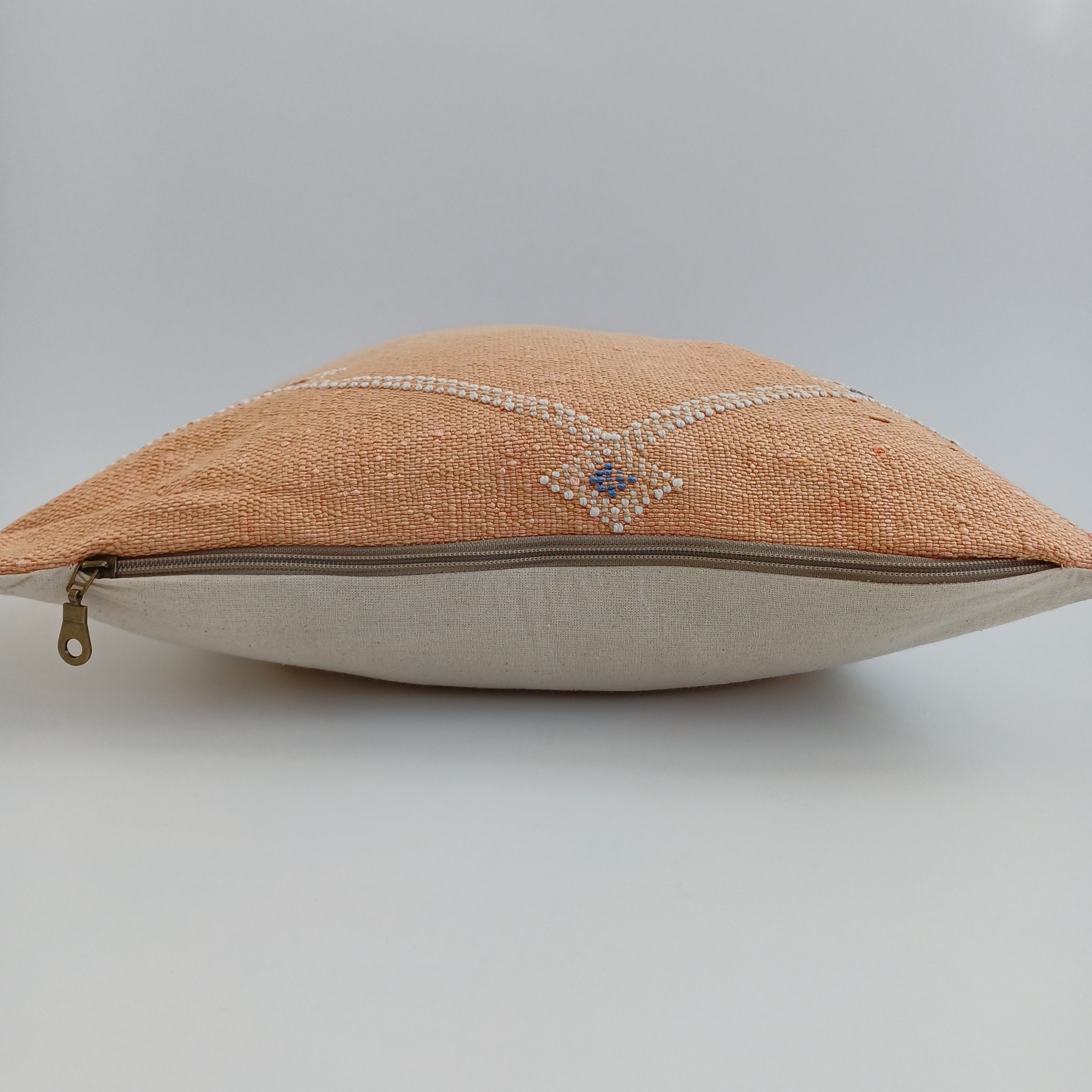 Moroccan Handmade Orange Cactus Silk Cushion Cover 16''x16'' / 40x40 CM