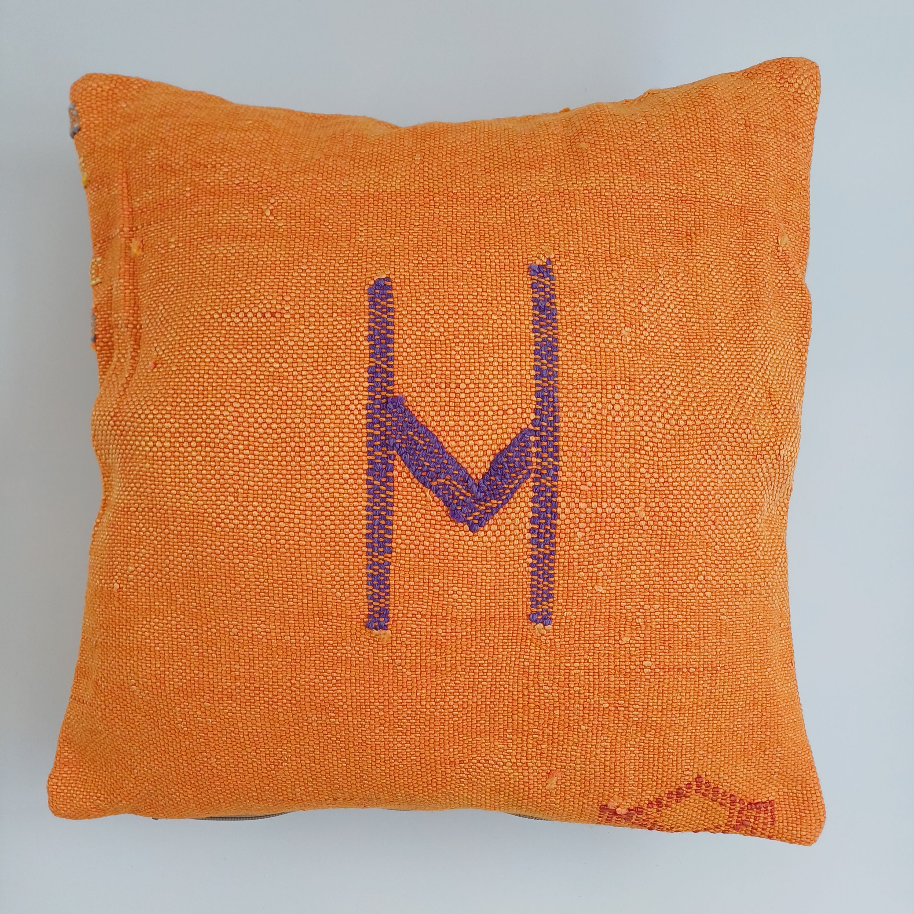 Moroccan Handmade Orange Cactus Silk Cushion Cover 16''x16'' / 40x40 CM