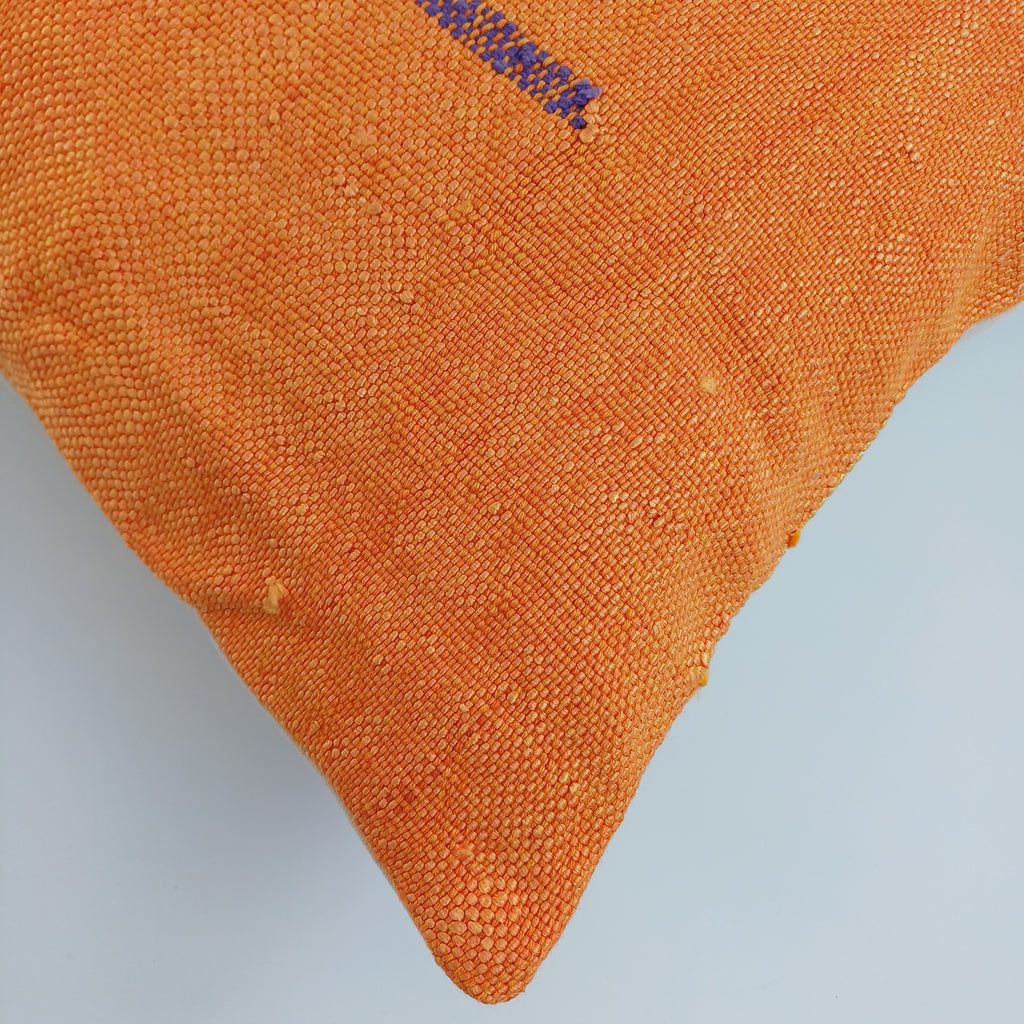 Moroccan Handmade Orange Cactus Silk Cushion Cover 16''x16'' / 40x40 CM