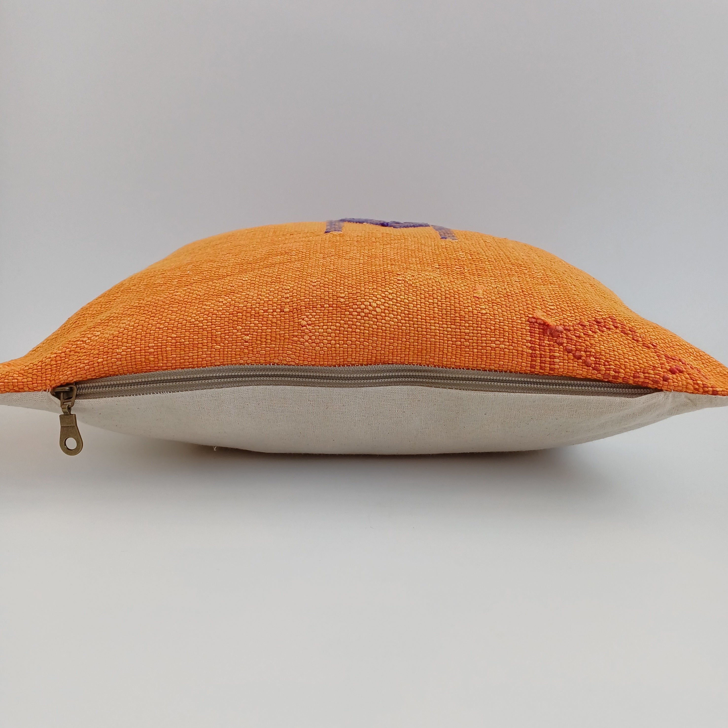 Moroccan Handmade Orange Cactus Silk Cushion Cover 16''x16'' / 40x40 CM