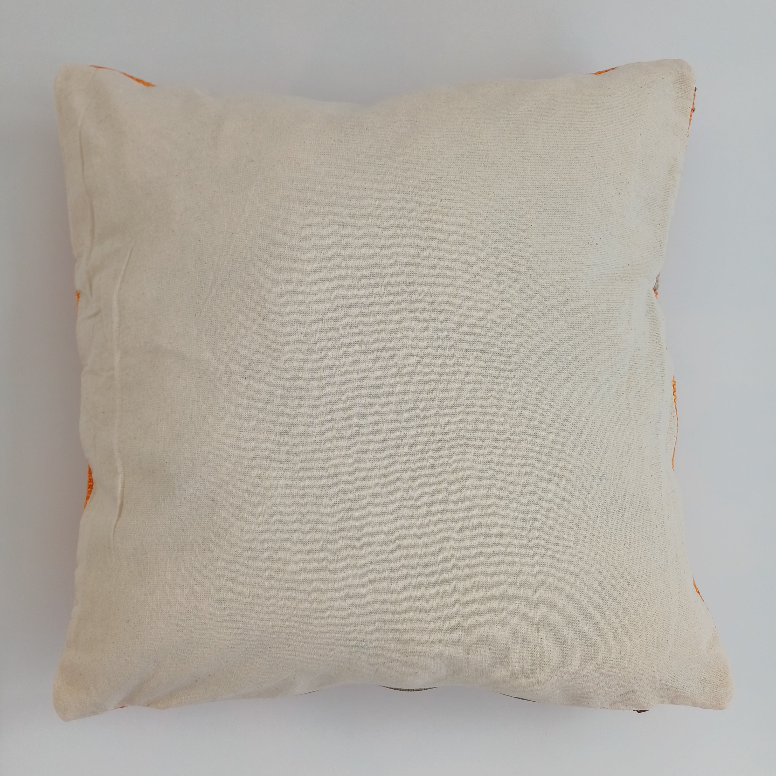 Moroccan Handmade Orange Cactus Silk Cushion Cover 16''x16'' / 40x40 CM