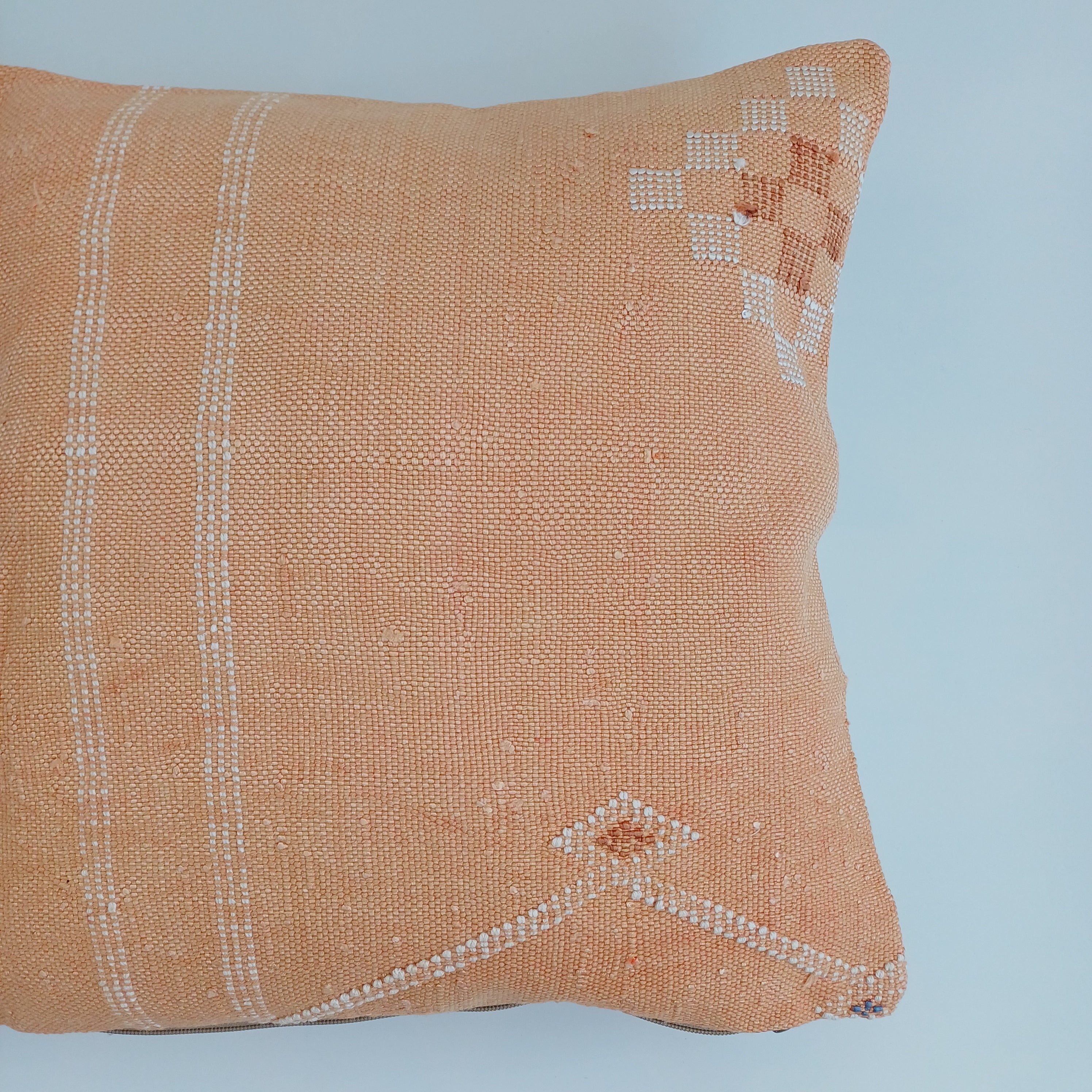 Moroccan Handmade Orange Cactus Silk Cushion Cover 16''x16'' / 40x40 CM