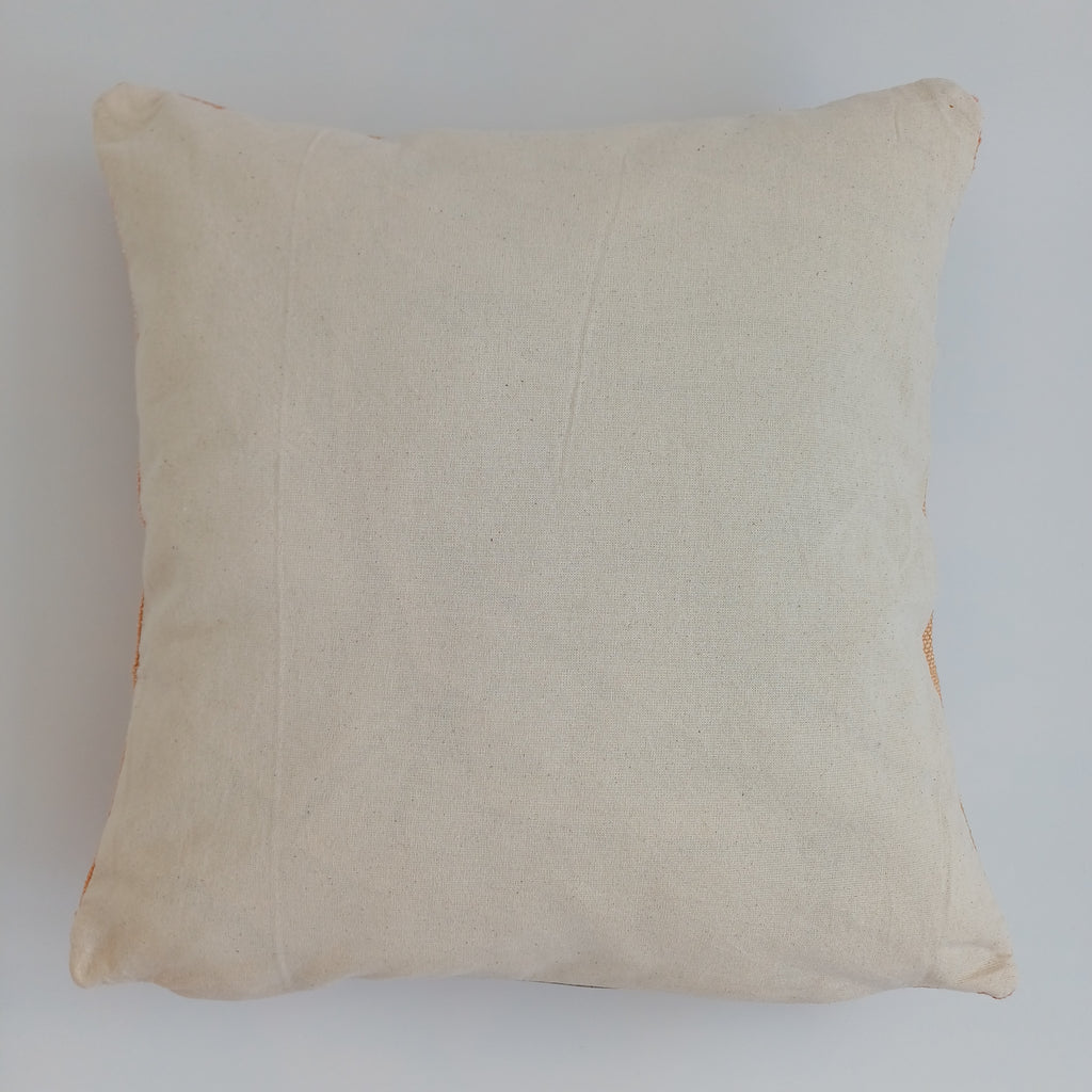 Moroccan Handmade Orange Cactus Silk Cushion Cover 16''x16'' / 40x40 CM