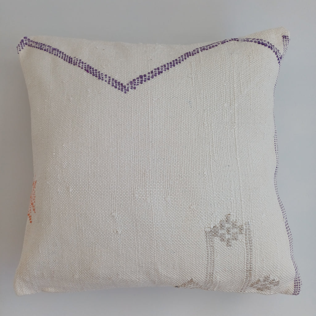 Moroccan Handmade White Cactus Silk Cushion Cover 16''x16'' / 40x40 CM