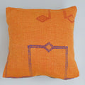 Moroccan Handmade Orange Cactus Silk Cushion Cover 16''x16'' / 40x40 CM