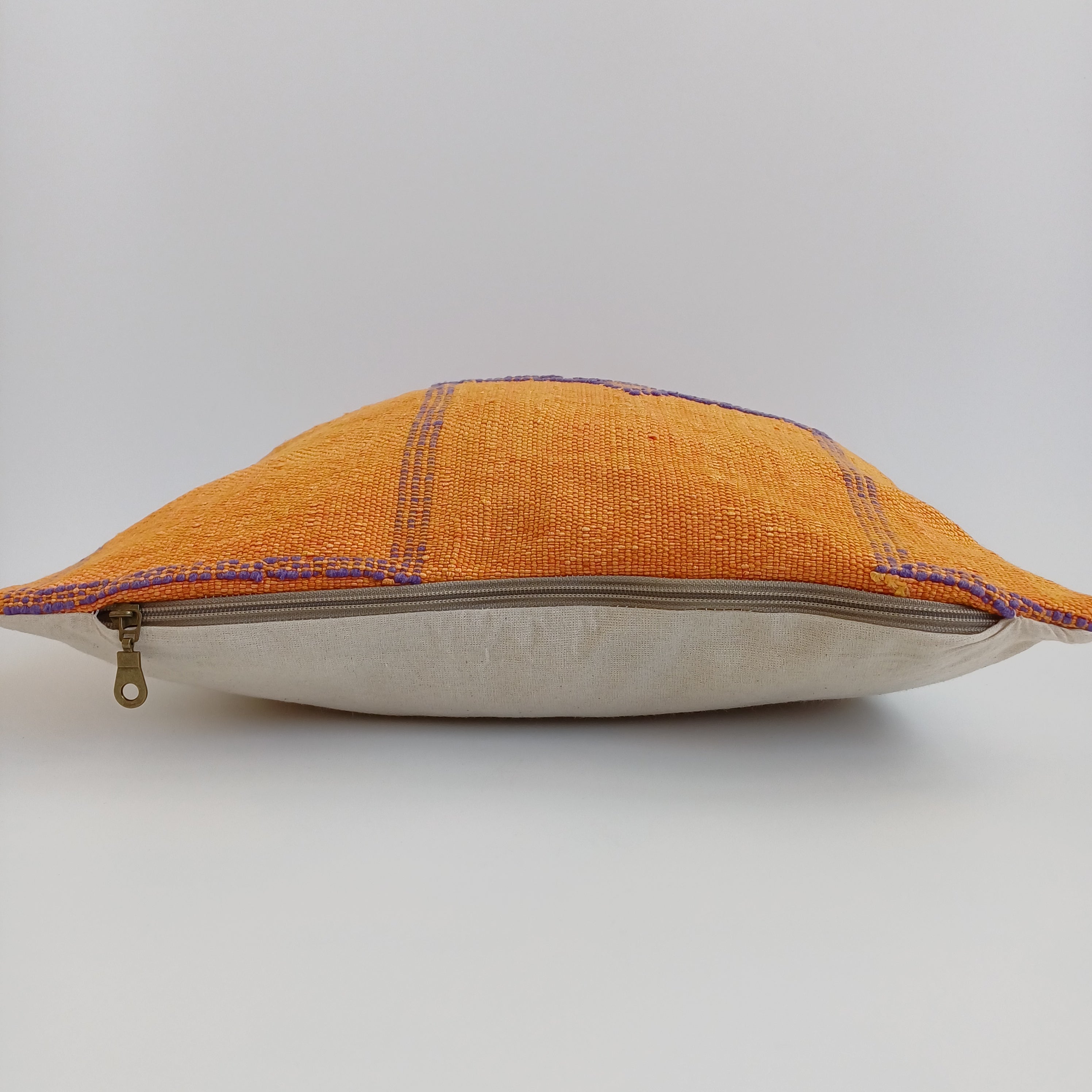 Moroccan Handmade Orange Cactus Silk Cushion Cover 16''x16'' / 40x40 CM