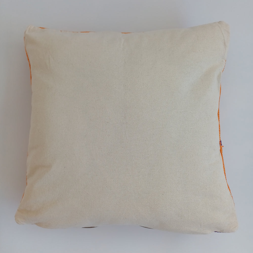 Moroccan Handmade Orange Cactus Silk Cushion Cover 16''x16'' / 40x40 CM