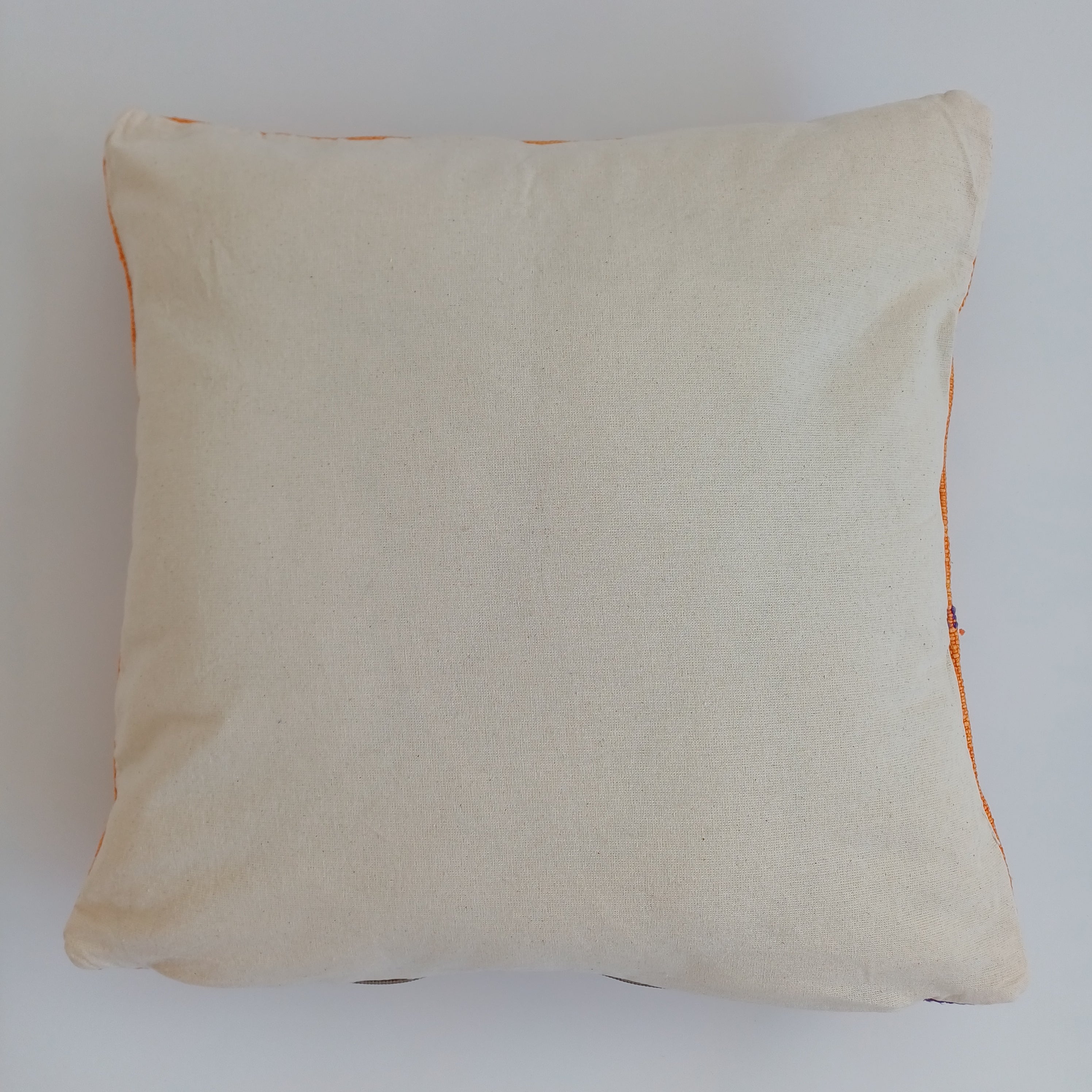 Moroccan Handmade Orange Cactus Silk Cushion Cover 16''x16'' / 40x40 CM