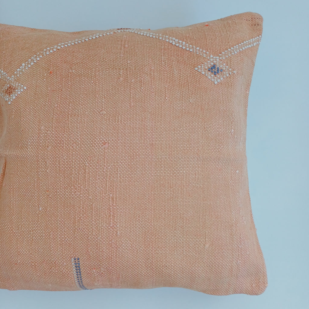 Moroccan Handmade Orange Cactus Silk Cushion Cover 16''x16'' / 40x40 CM