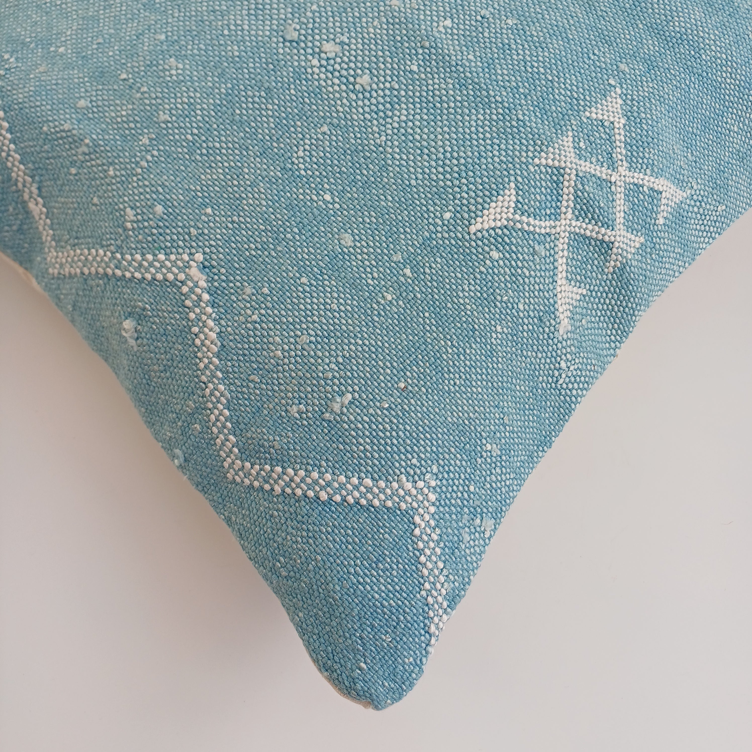 Moroccan Handmade Teal Blue Cactus Silk Cushion Cover 16''x16'' / 40x40 CM